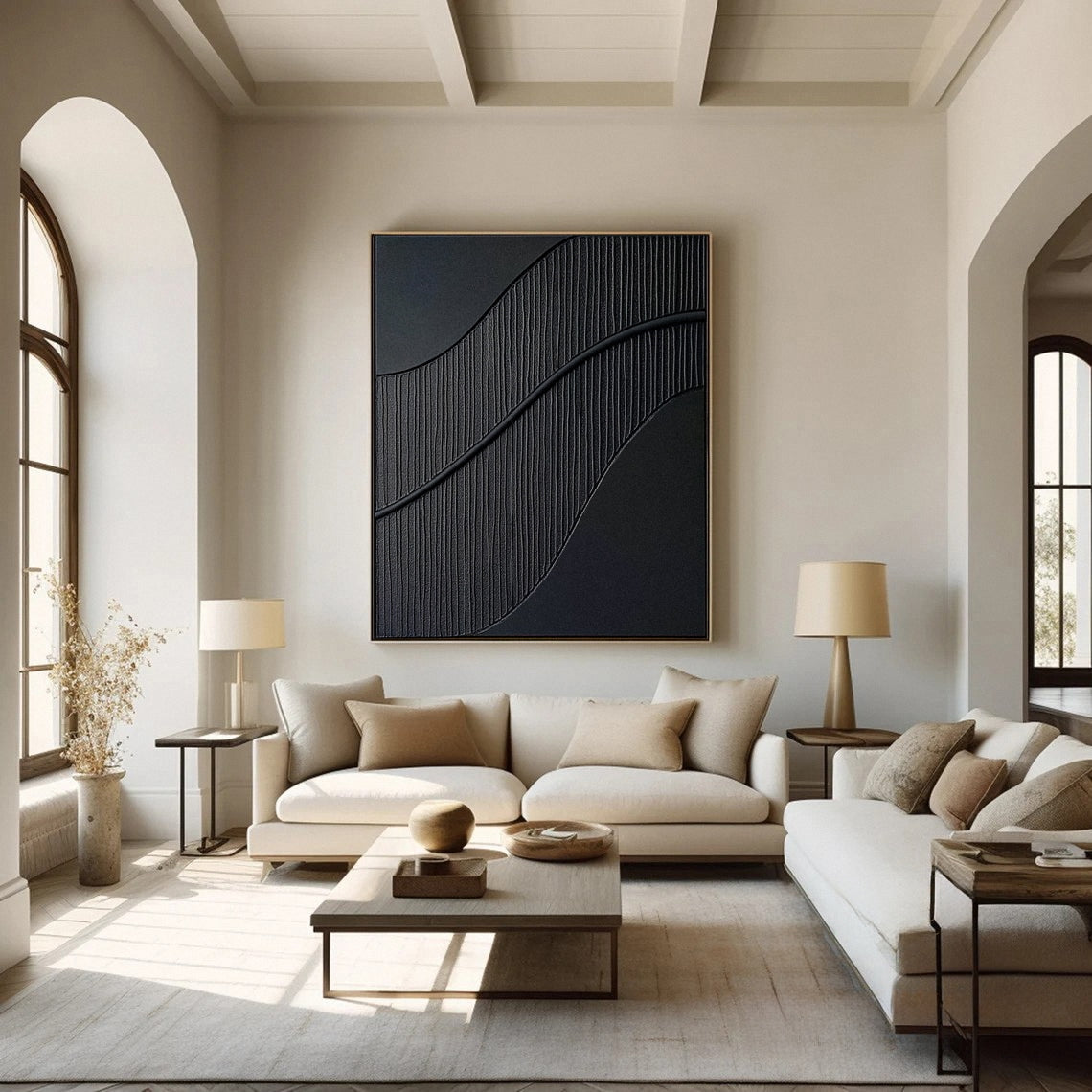 Modern Textured Black Wall Art Minimalist Elegance #MM116