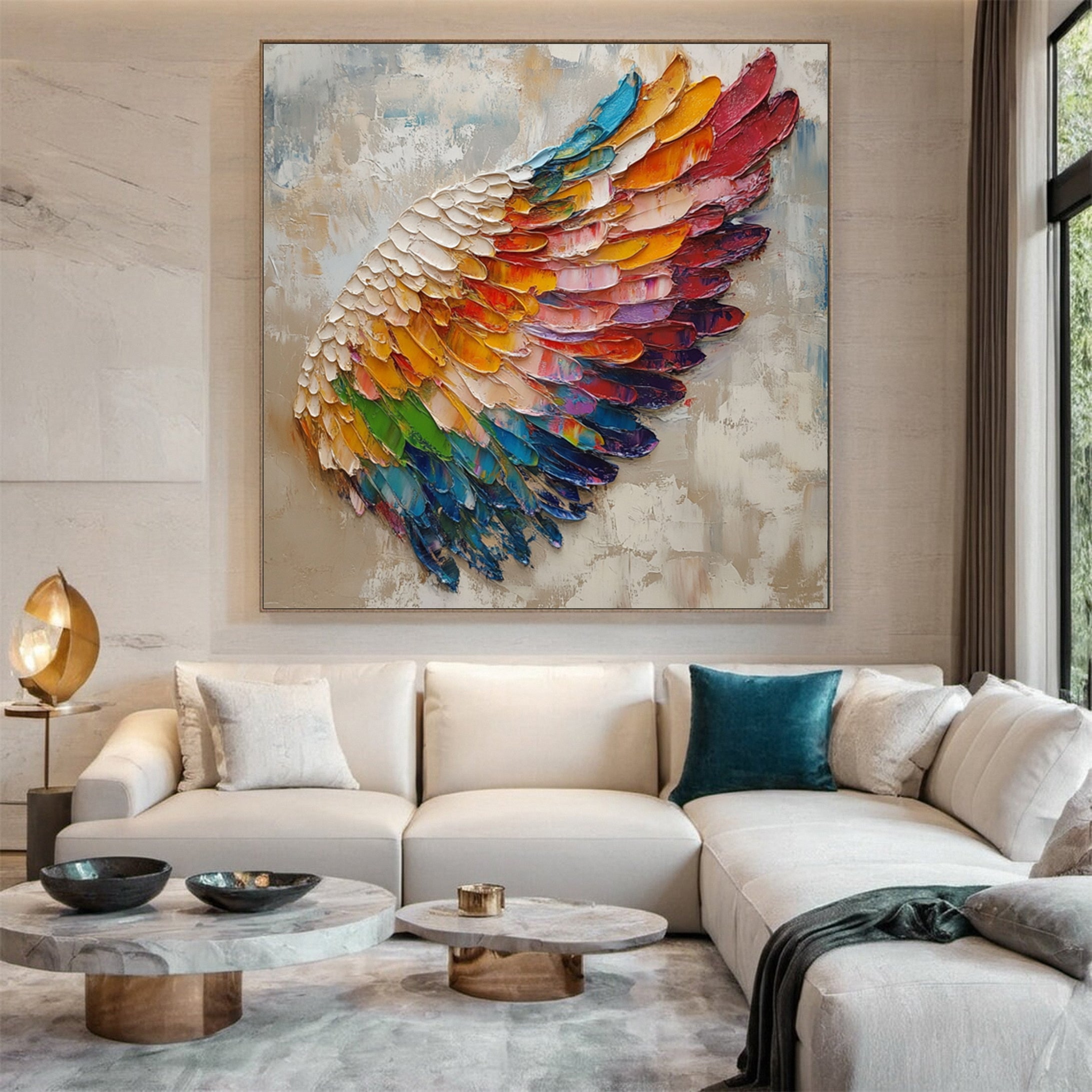 Large Colorful Wing Abstract Art