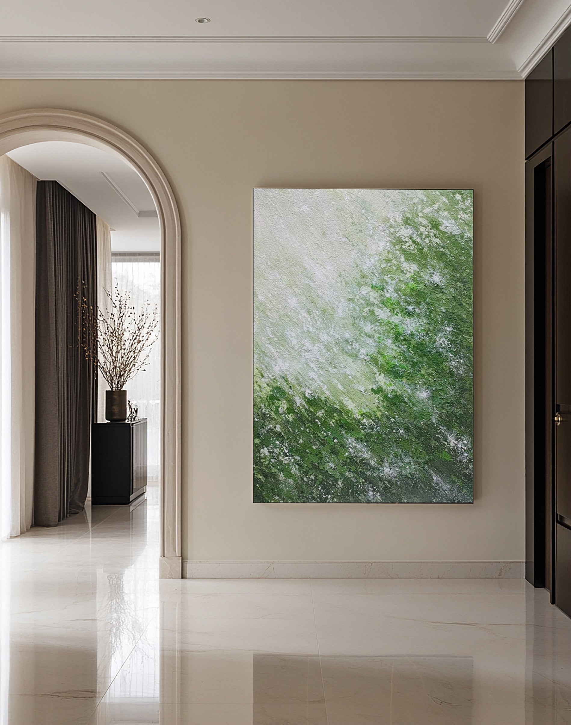 Quiet Verdant Diffusion: Contemporary Abstract Art with Green #MM637