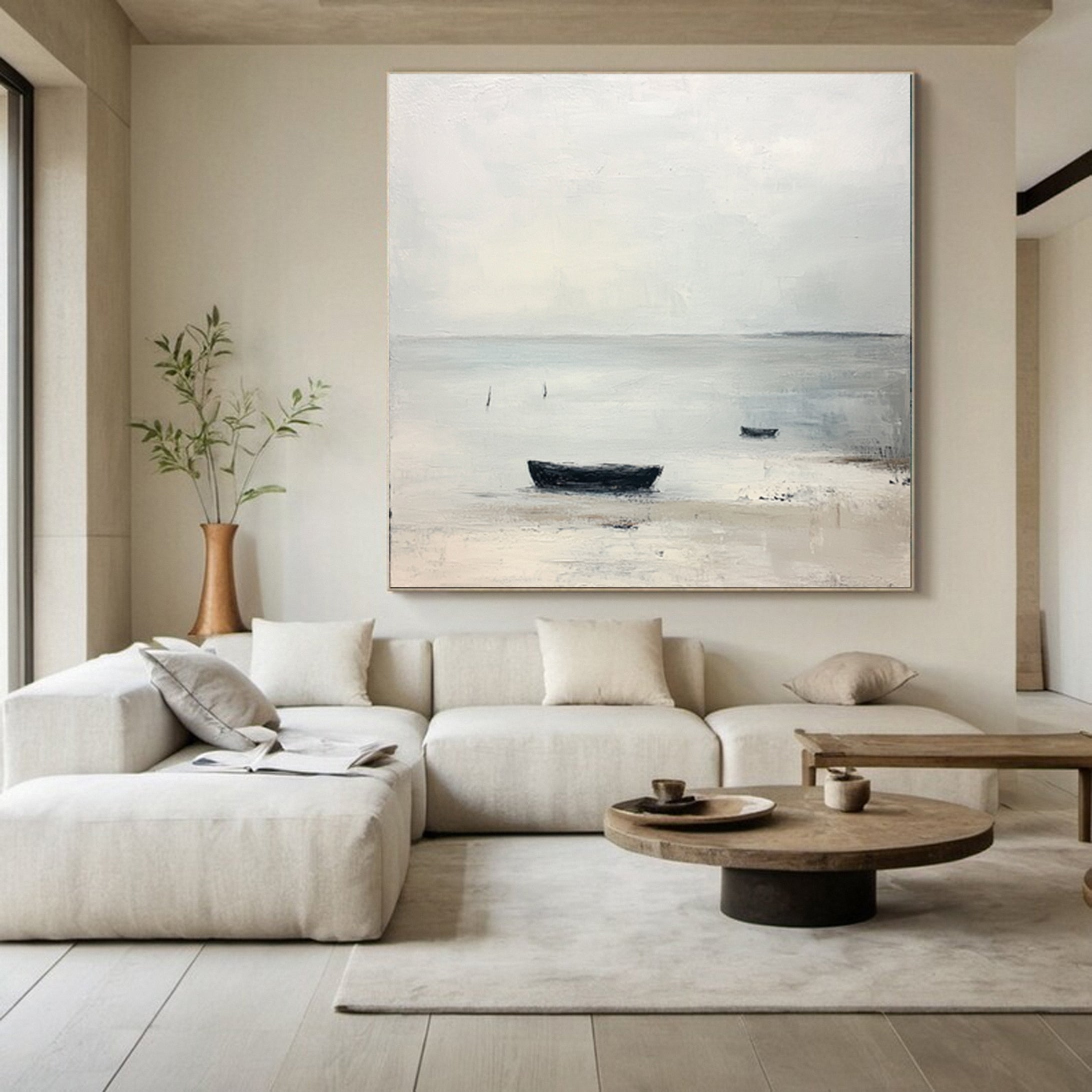 Peaceful Ocean Scene with Sailboats Wall Art #AB030