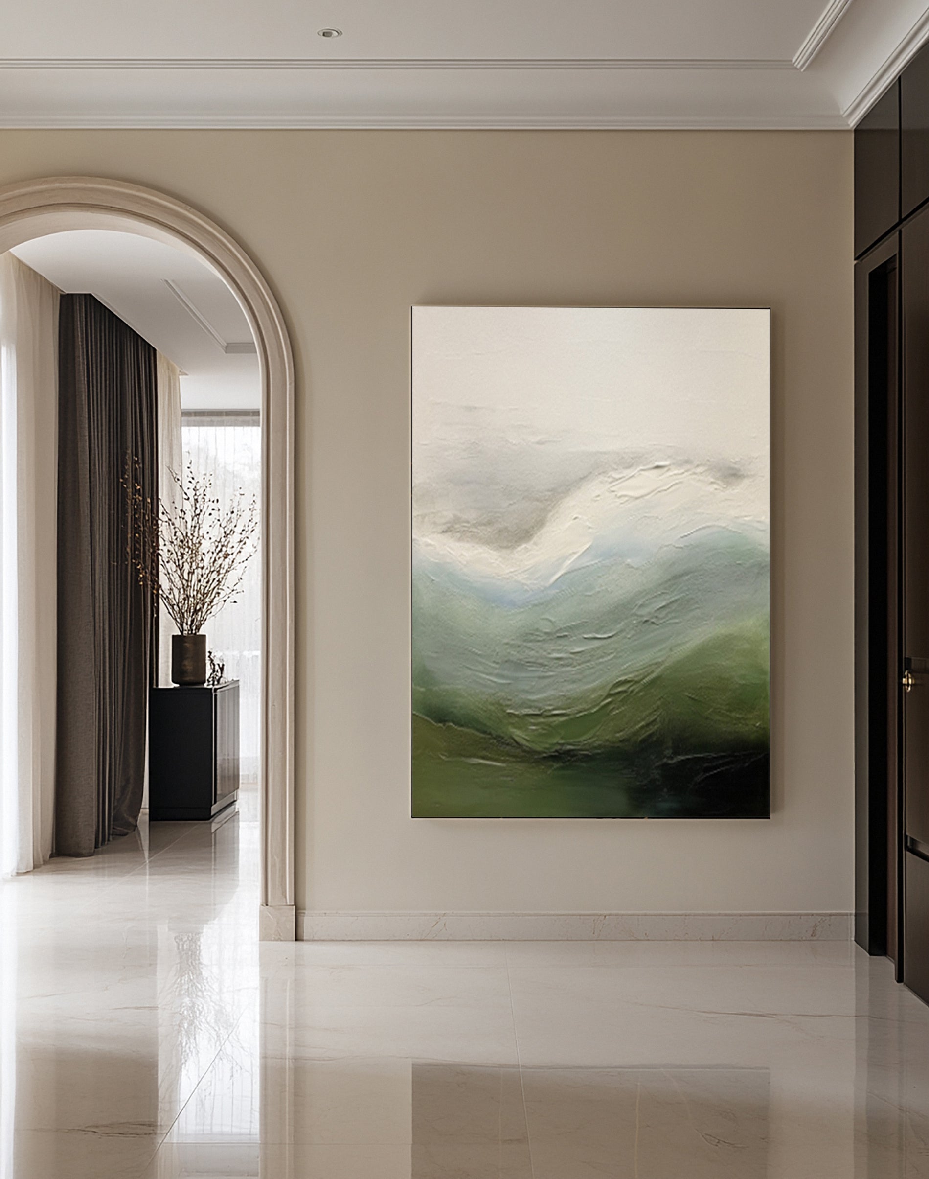 Quiet Coastal Echoes:Abstract Landscape with Textured Wave #MM617