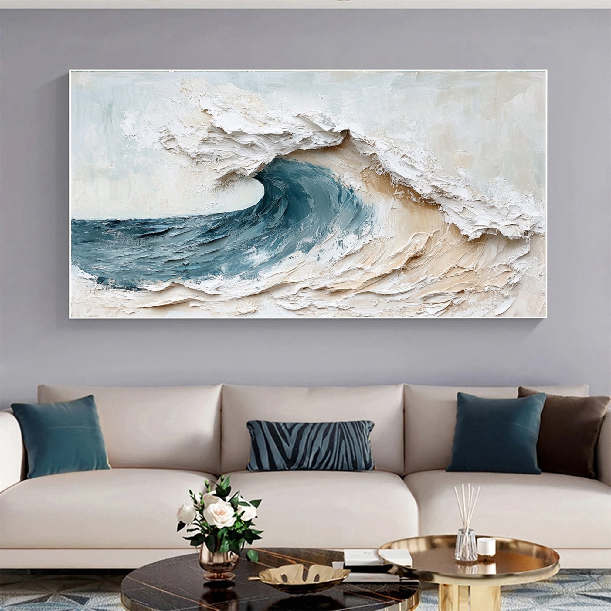 Large Textured Ocean Canvas