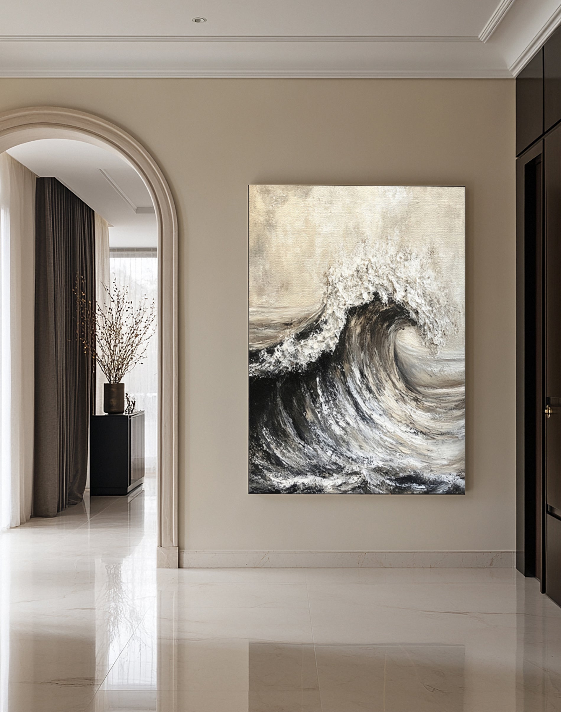Modern Abstract Wave with Texture and Dramatic Monochrome #MM630