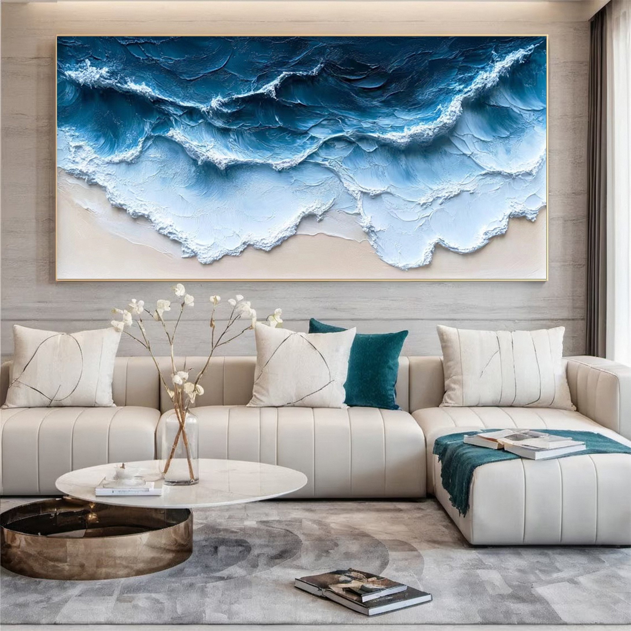 Large Textured Ocean Wave Canvas