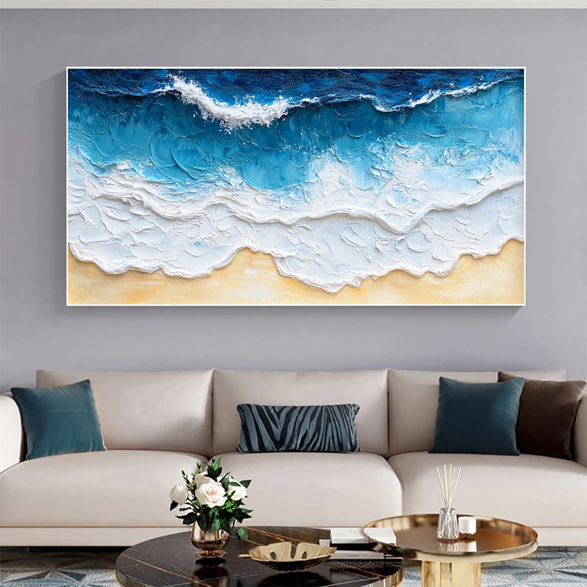 Textured Ocean Wave Canvas Vibrant Coastal Wall Art