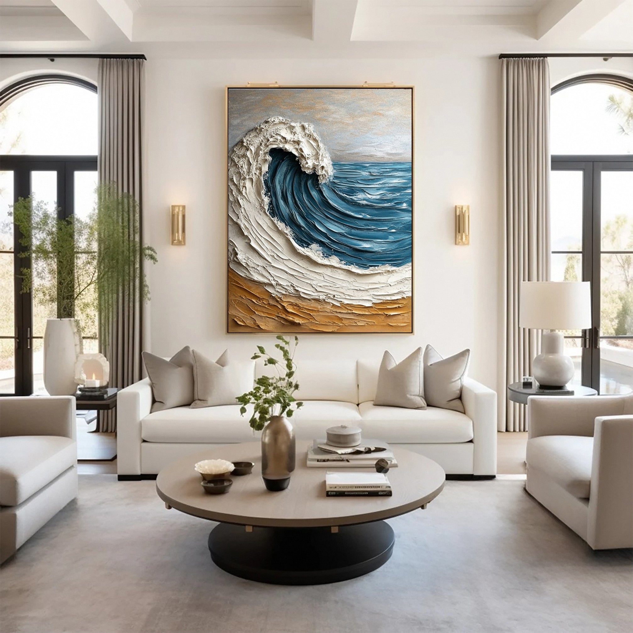 Dynamic Ocean Wave Canvas Art for Elegant Homes #OP032