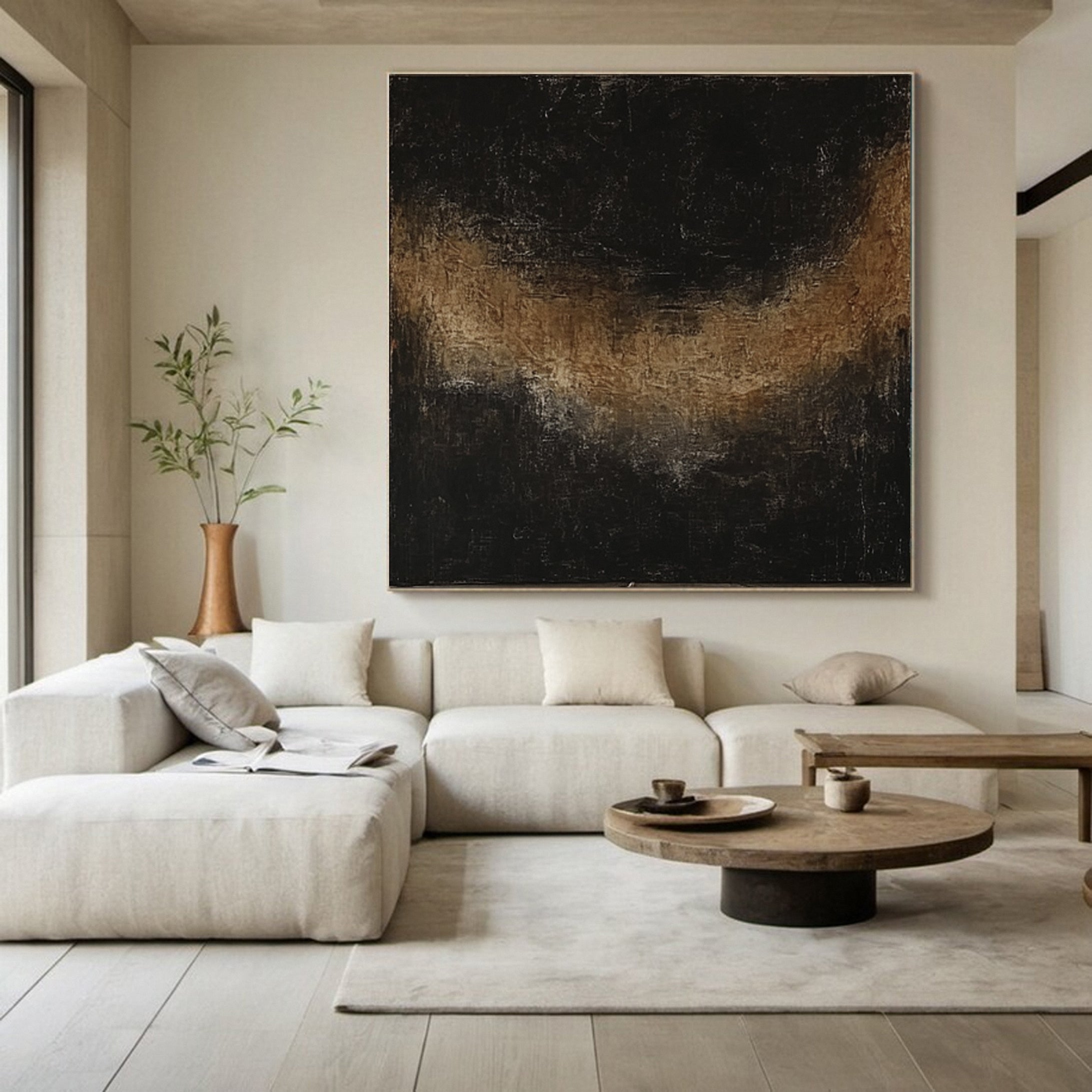 Contemporary Abstract Art in Dark Tones for Home Decor #MM133