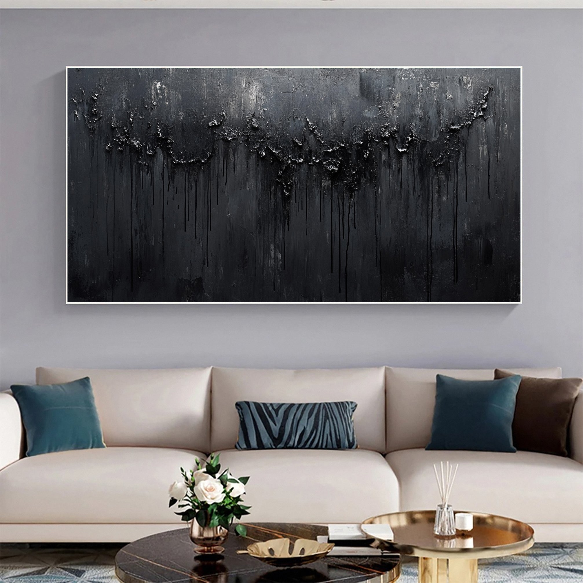 Modern Black Textured Wall Art