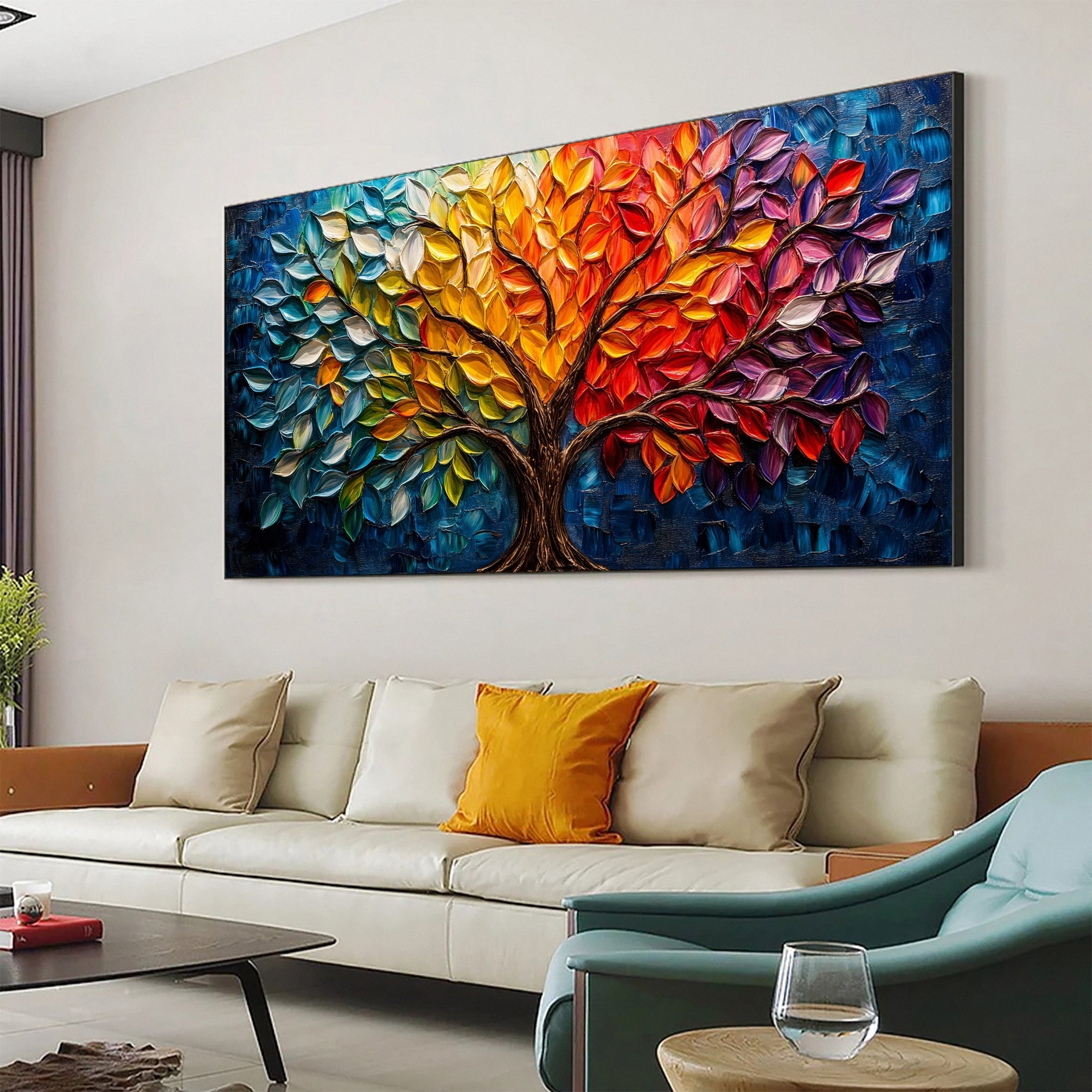 Colorful Tree of Life Wall Art Modern Abstract Painting #TP026