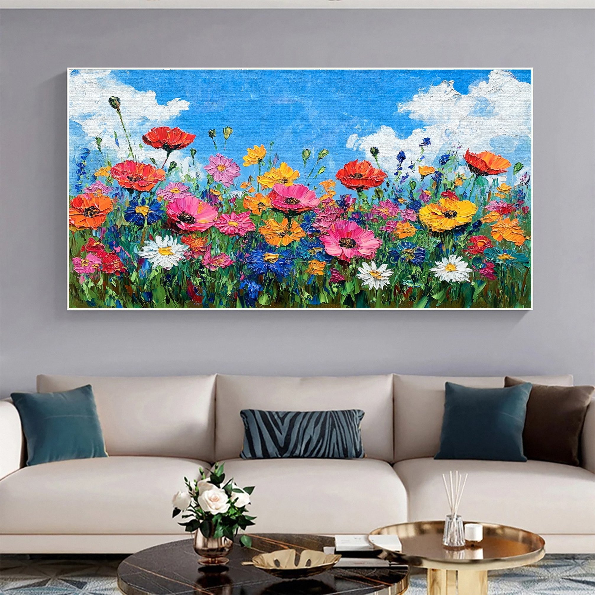 Floral Bliss Abstract Wildflower Landscape Art For Wall Decor #FB030