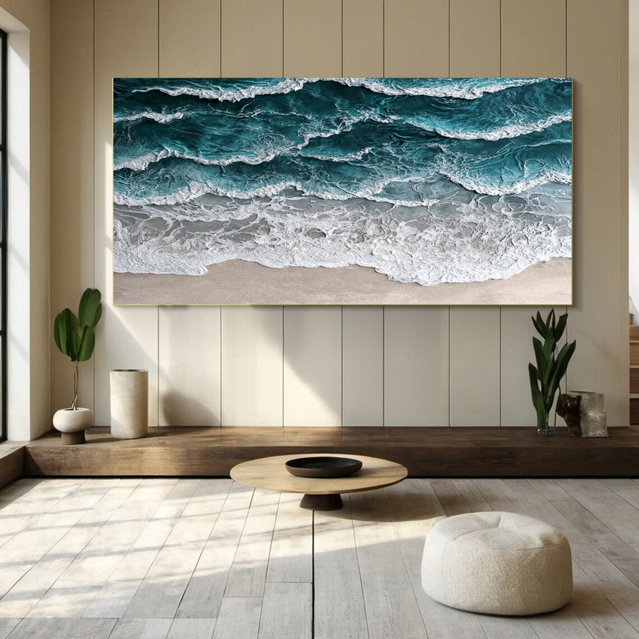 Large Ocean Canvas Art Coastal Wave and Beach Decor #OP006