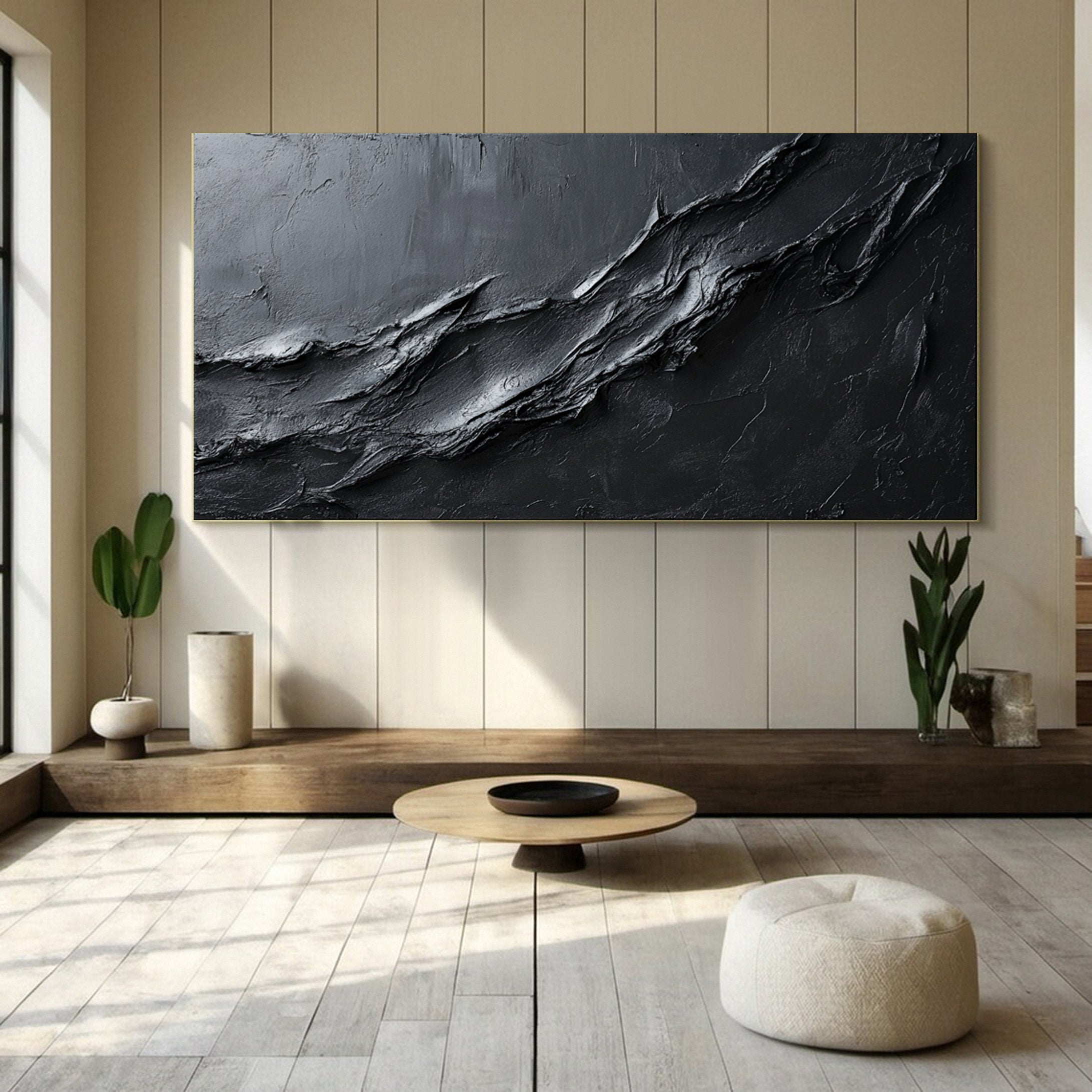 Luxurious Black Textured Artwork Modern Home Accent #MM113