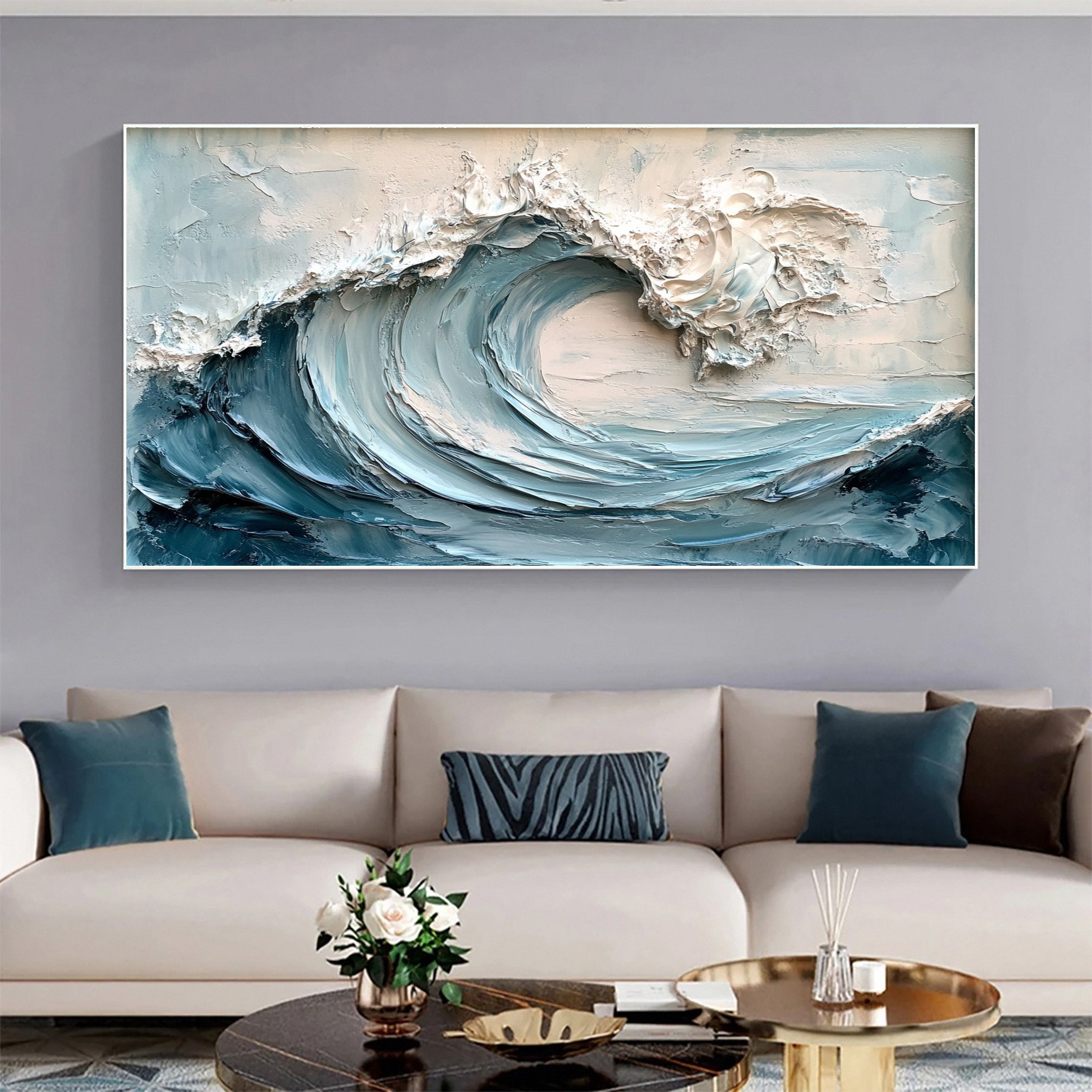 Dynamic Ocean Wave Canvas Art for Contemporary Homes #OP020