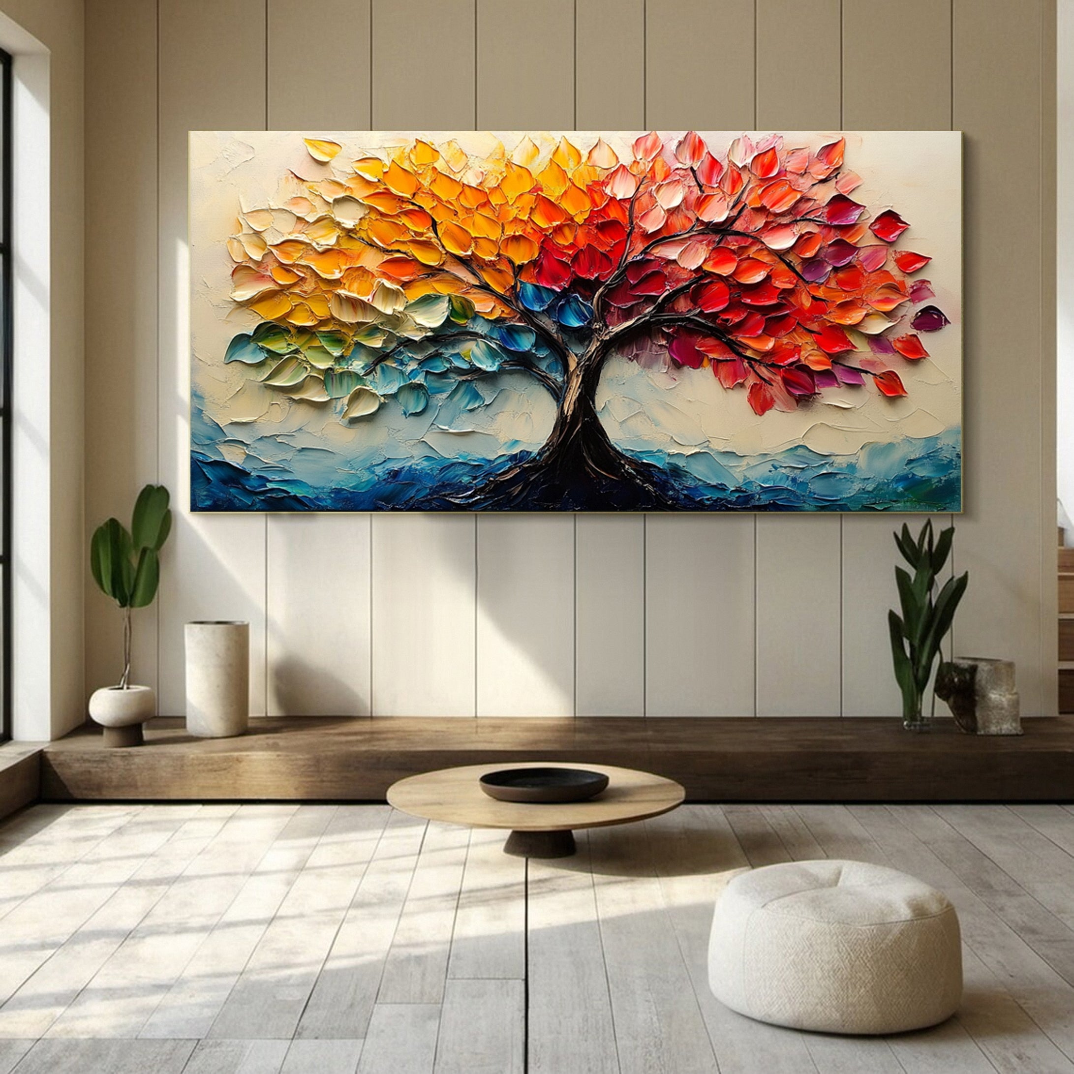 Vibrant Tree of Life Canvas Art Colorful Modern Wall Art Decor #TP028