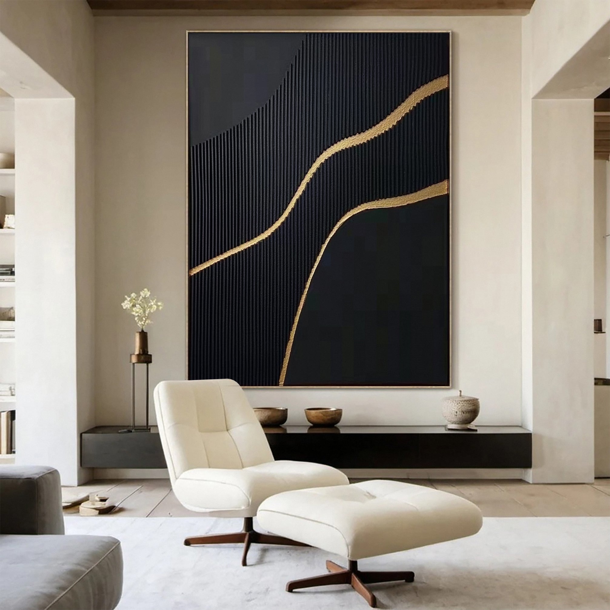 Luxury Black & Gold Abstract Art Modern Canvas for Home #MM128