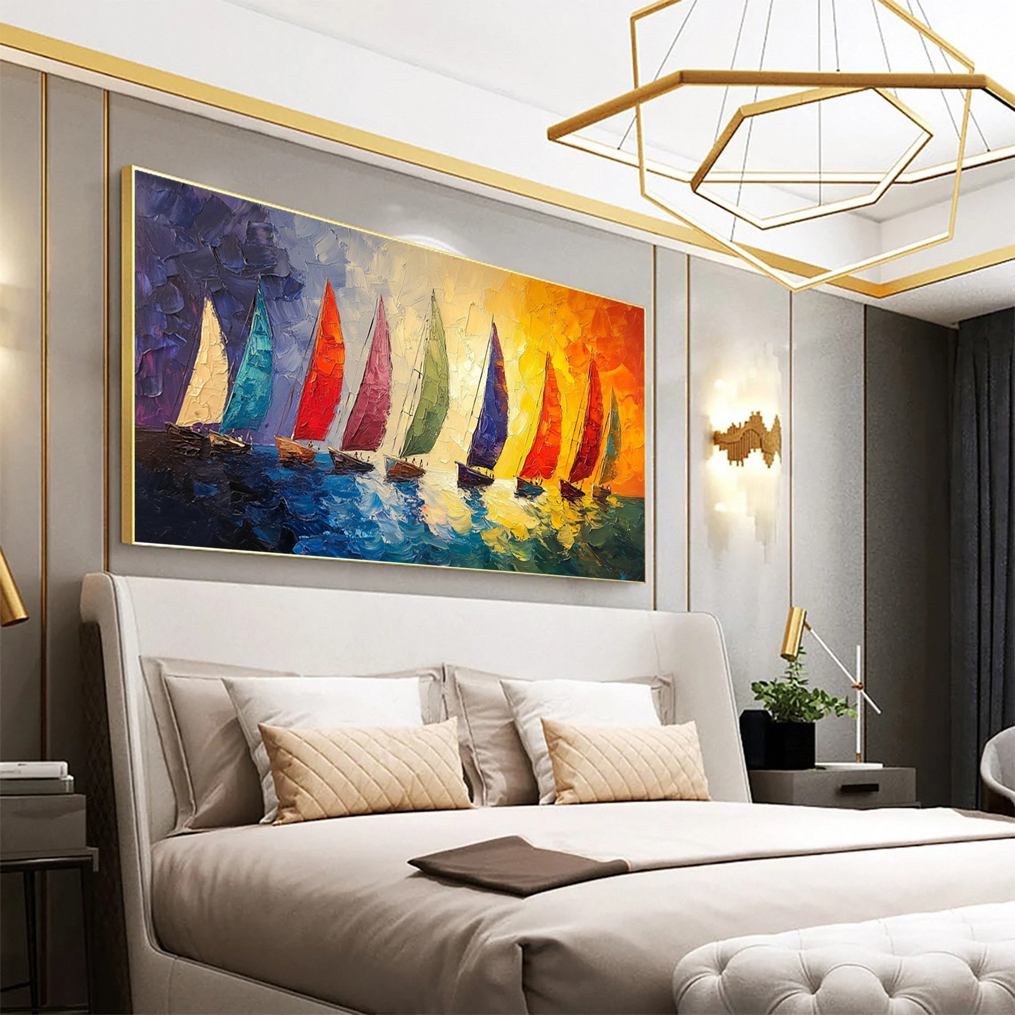 Colorful Sailboats Wall Art for Nautical Themed Decor #MM158