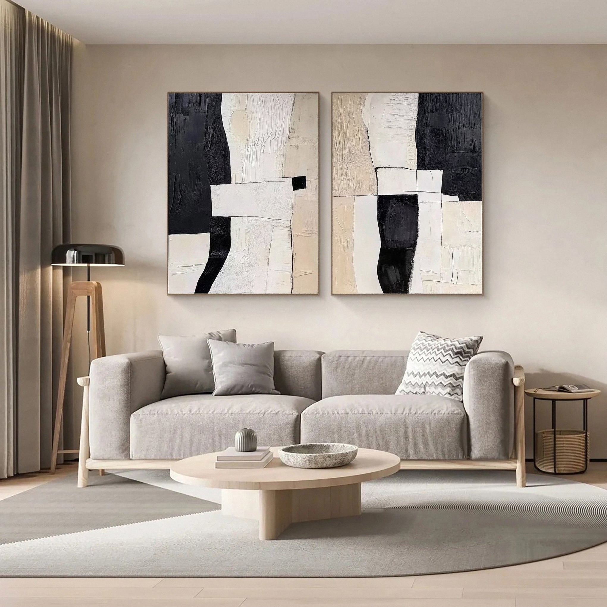 Neutral Black and White Canvas Set For Contemporary Homes #MMS056