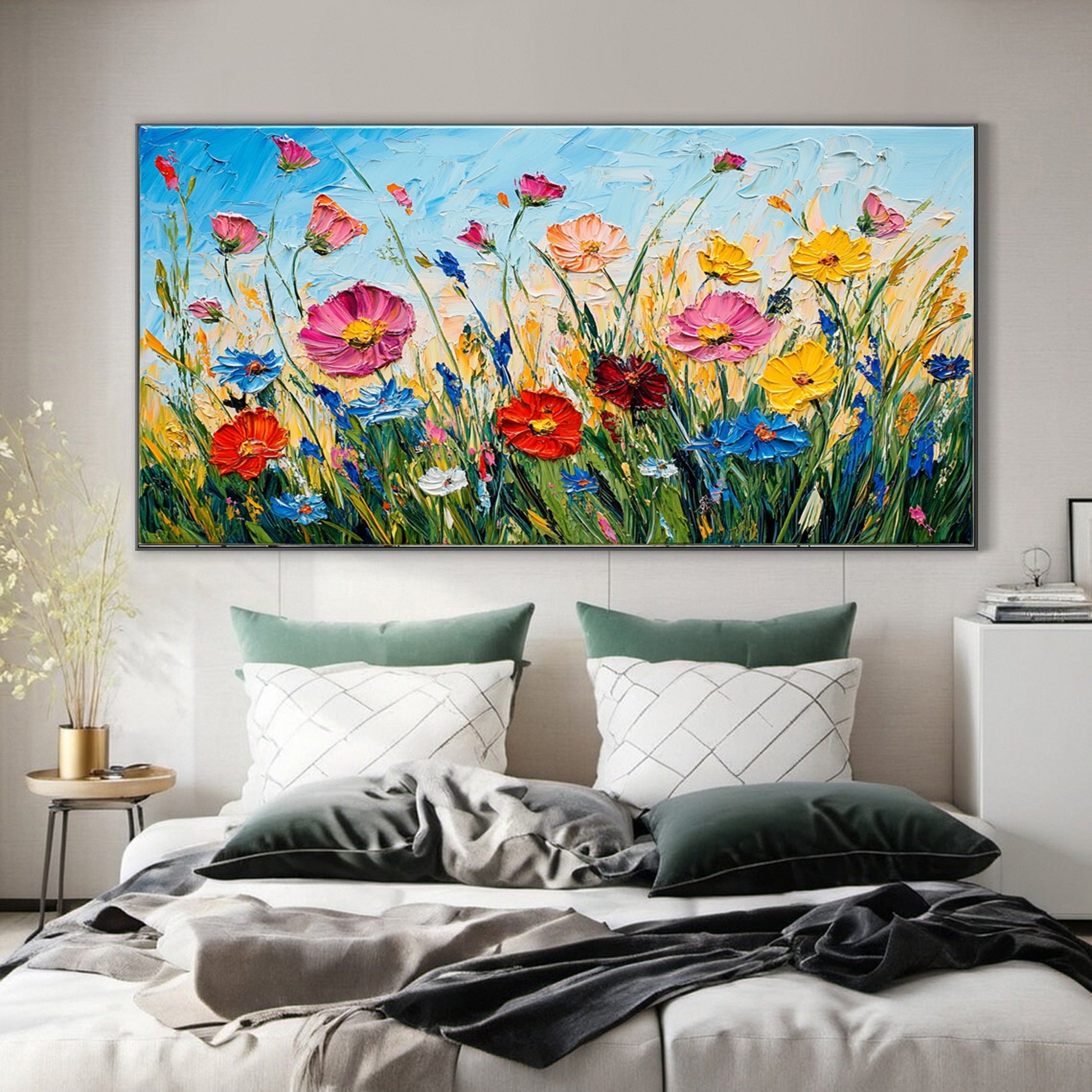 Colorful Flower Canvas Art for Stylish Living Rooms Decor