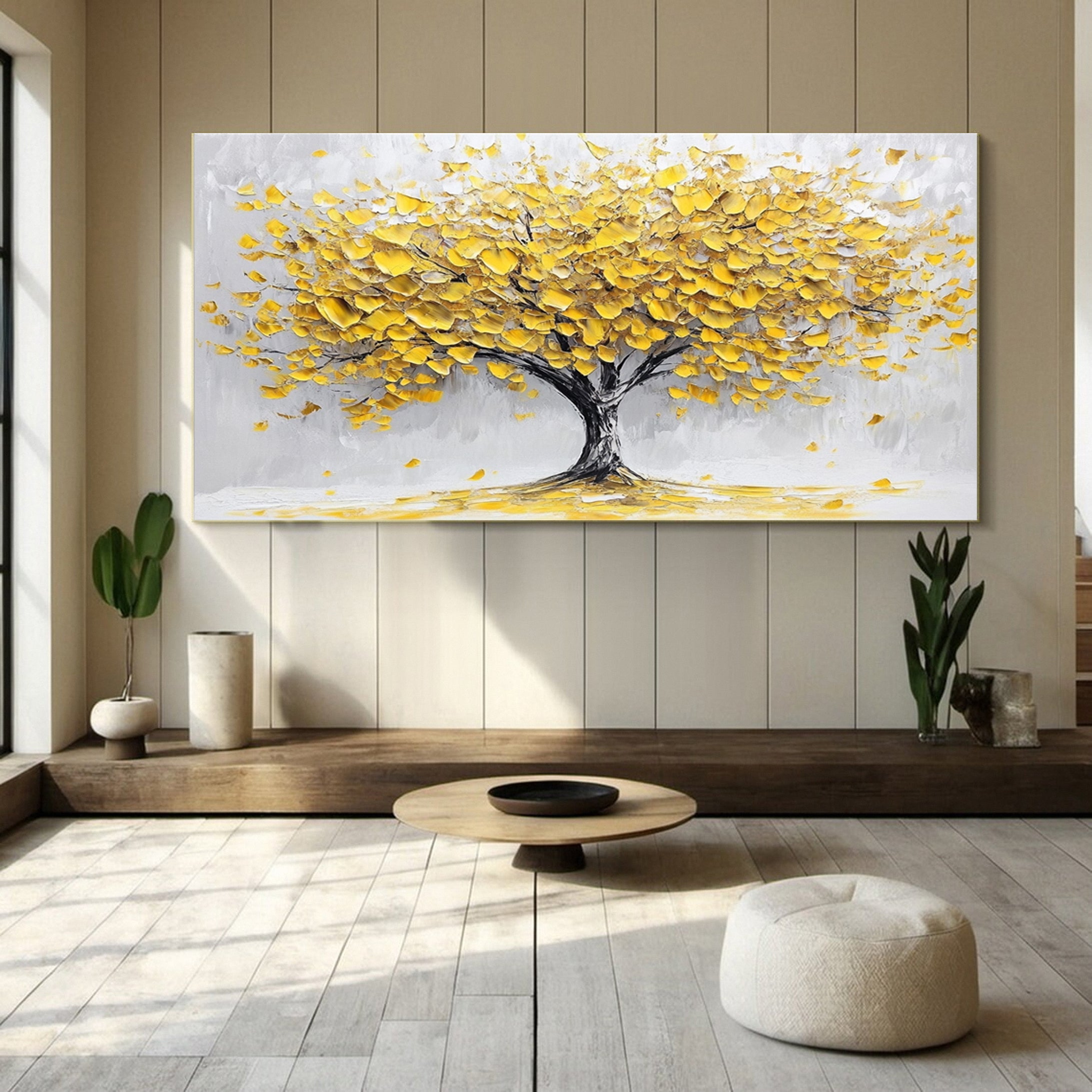 Golden Autumn Leaves Wall Art Modern Painting For Home Decor #TP032