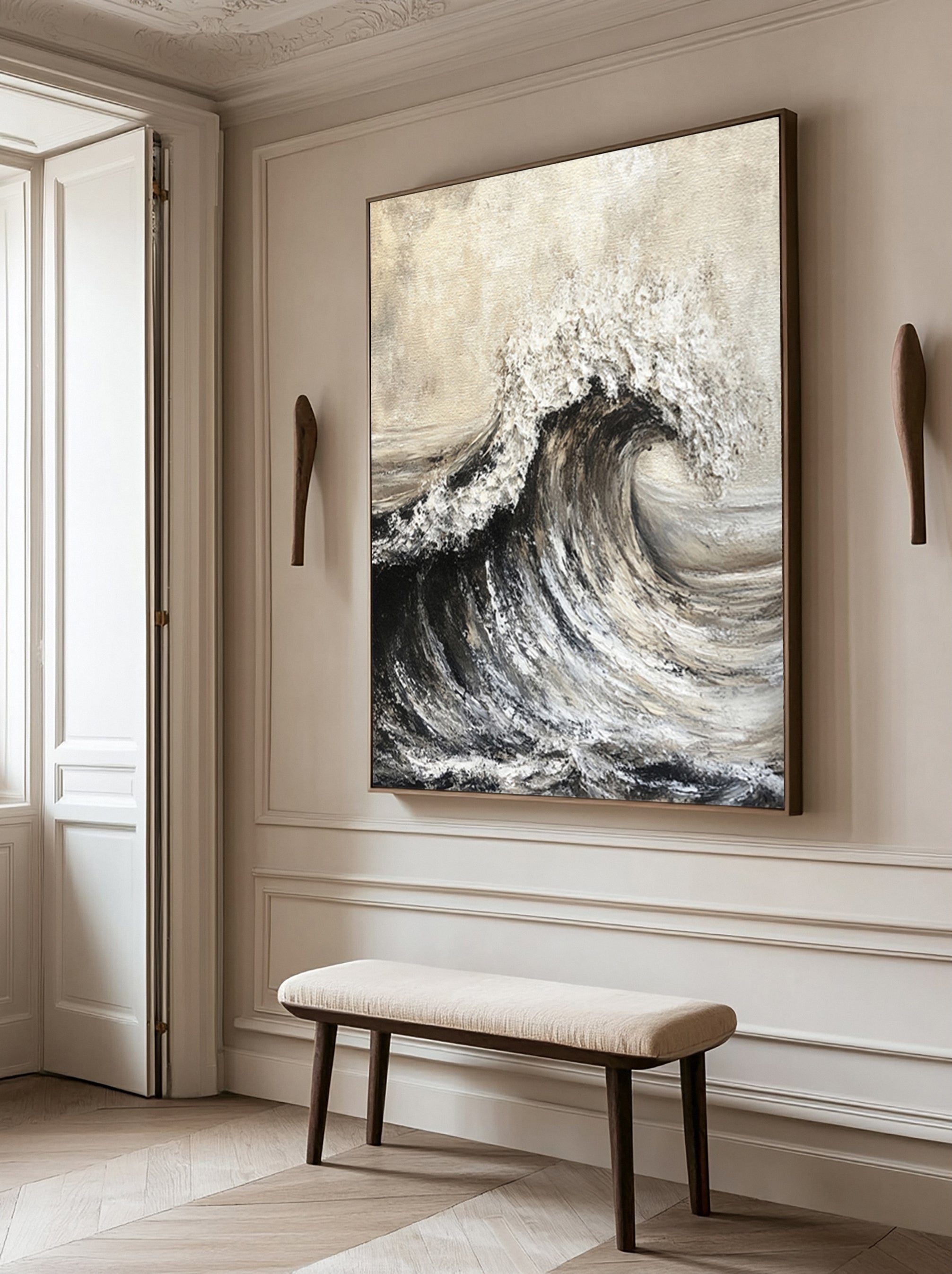 Modern Abstract Wave with Texture and Dramatic Monochrome #MM630