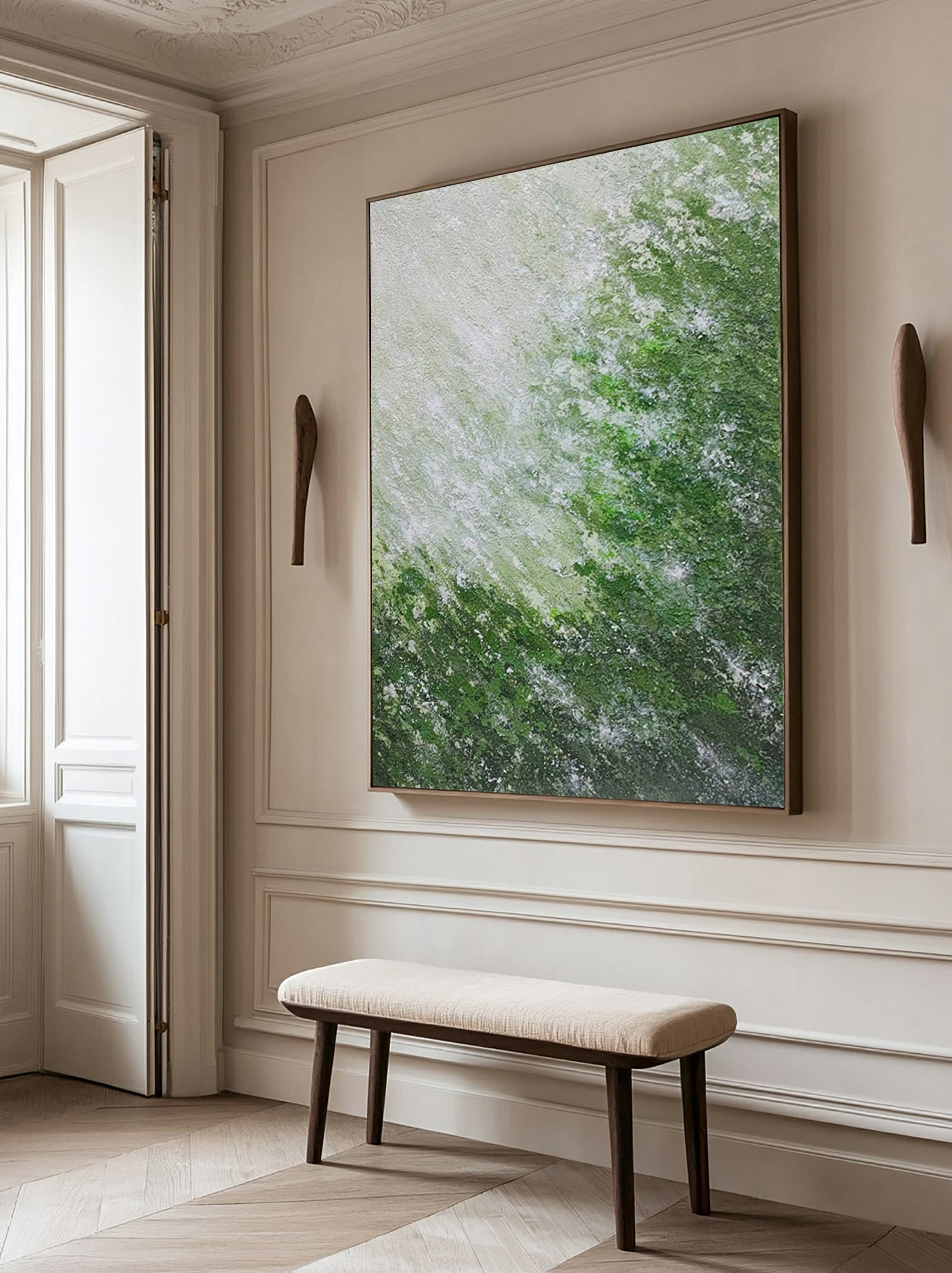 Quiet Verdant Diffusion: Contemporary Abstract Art with Green #MM637
