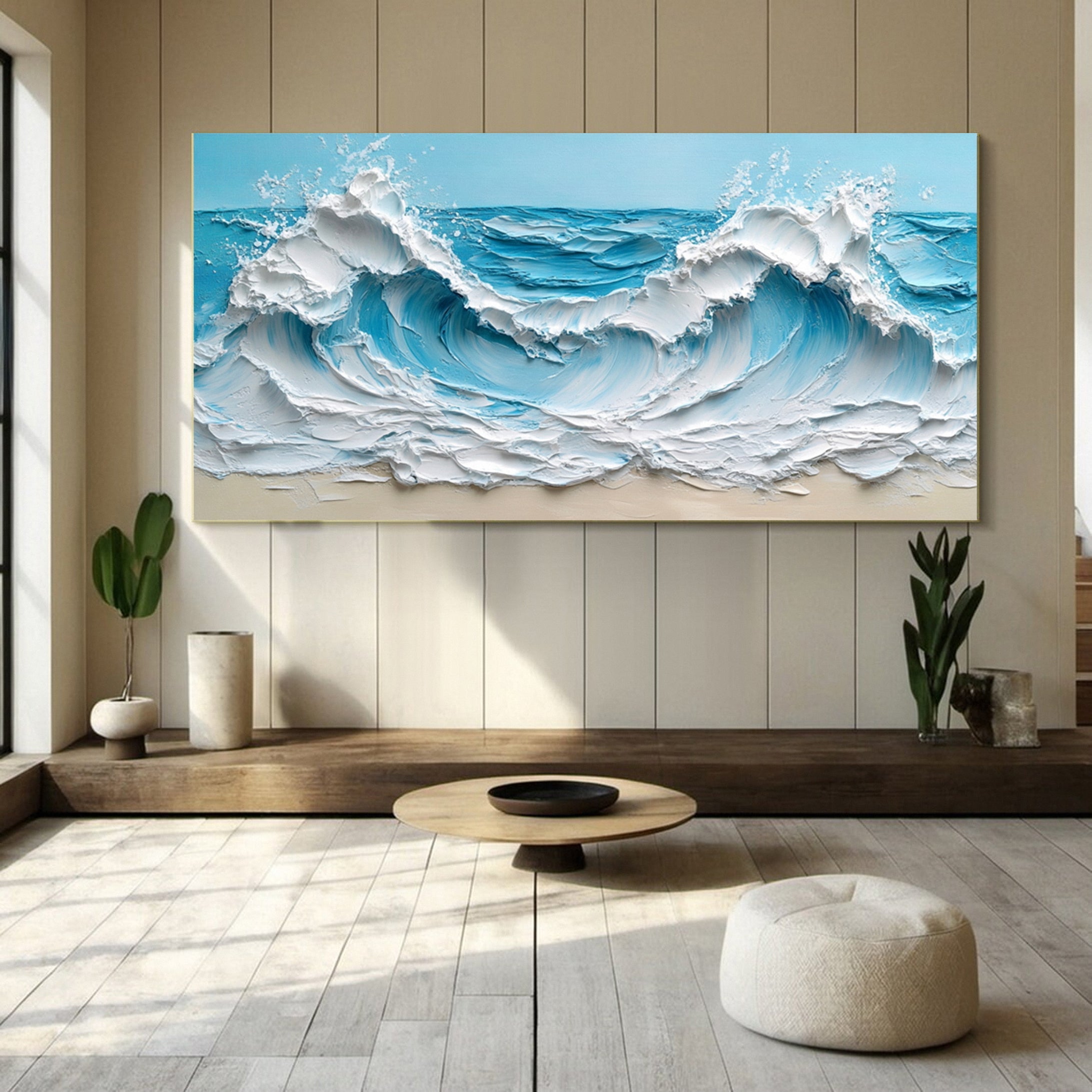 Large Abstract Ocean Wave Canvas Coastal Wall Art Decor #OP015