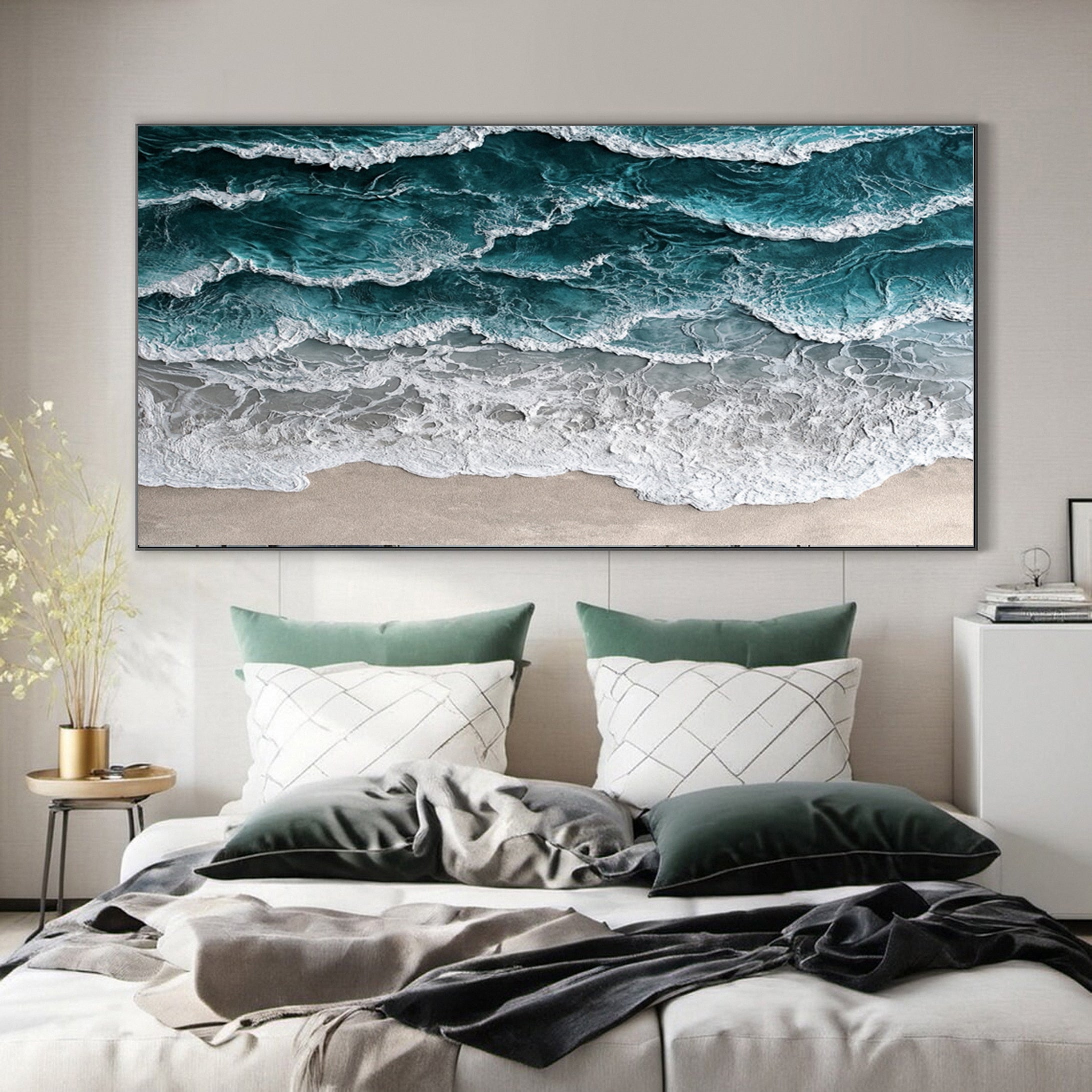 Large Ocean Canvas Art Coastal Wave and Beach Decor #OP006