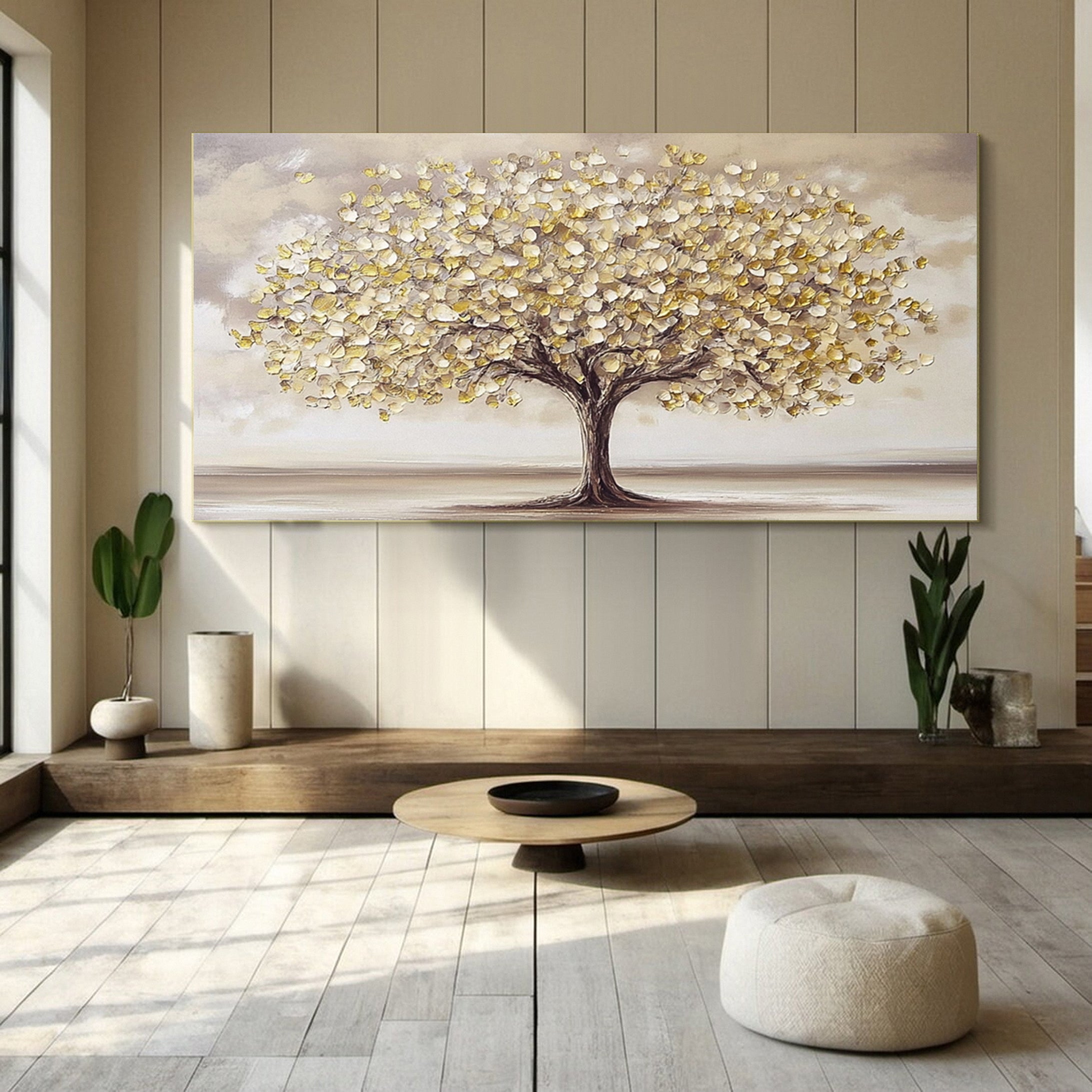 Luxurious Golden Tree Artwork Rich Textured Decor #TP031