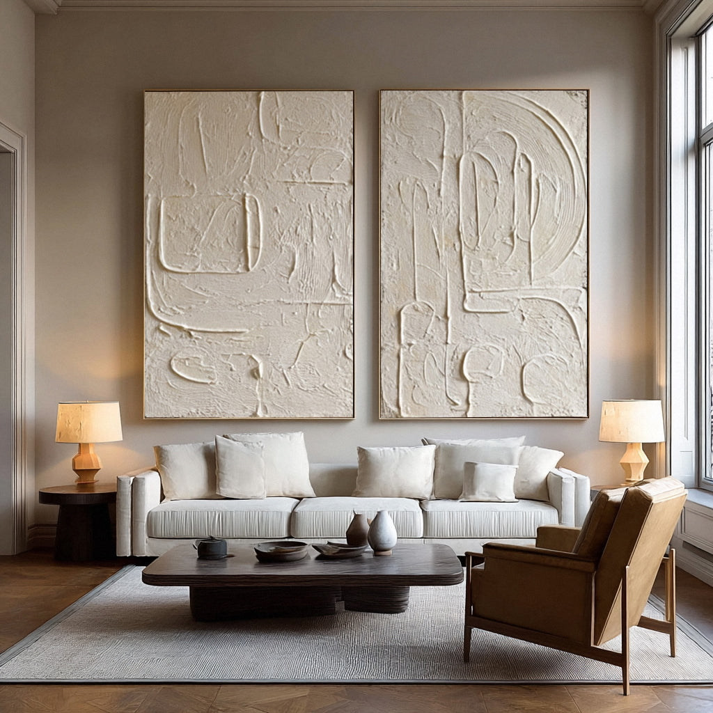 Abstract Relief Art Duo for Modern Interiors #AG 013