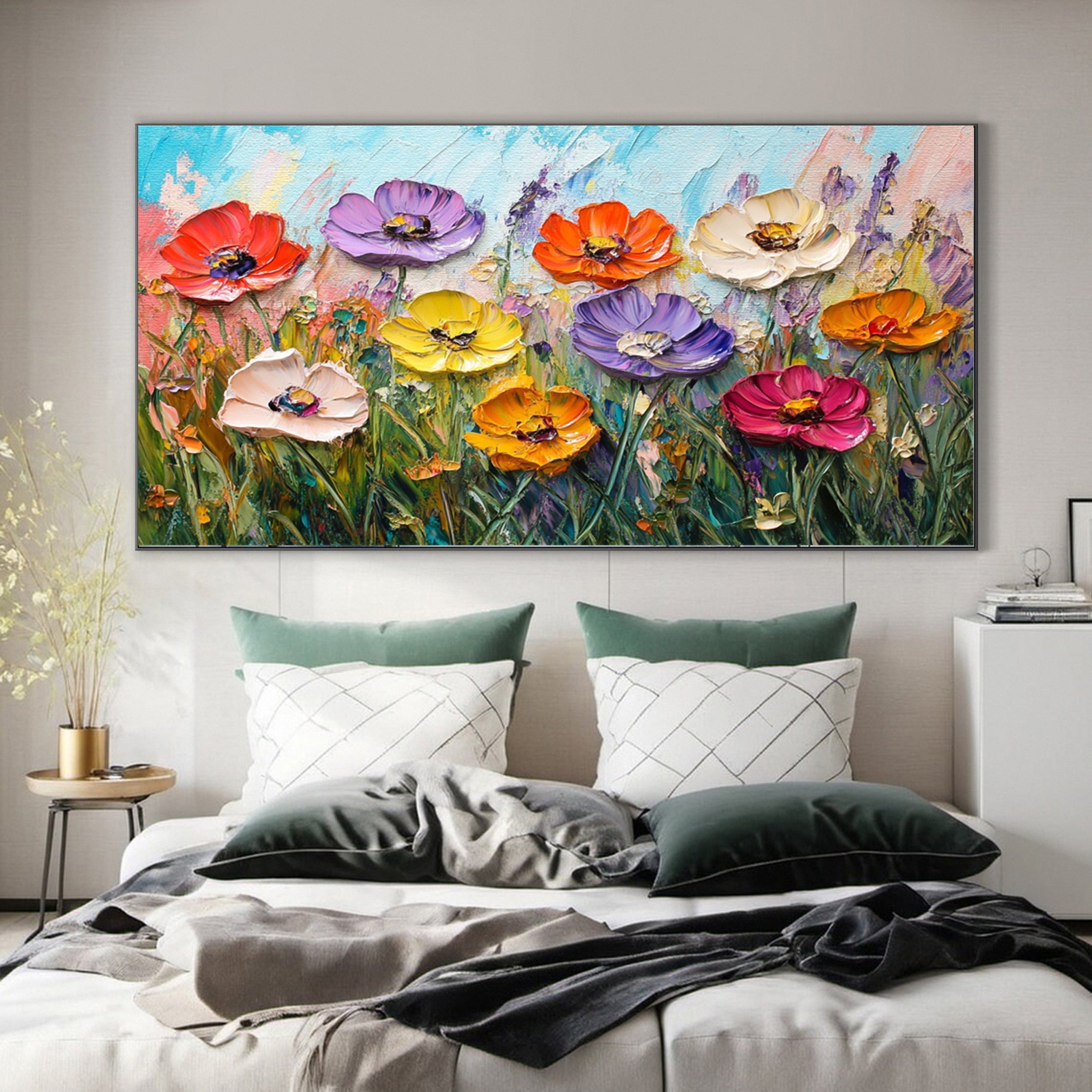 Vibrant Floral Abstract Painting for Contemporary Homes #FB029