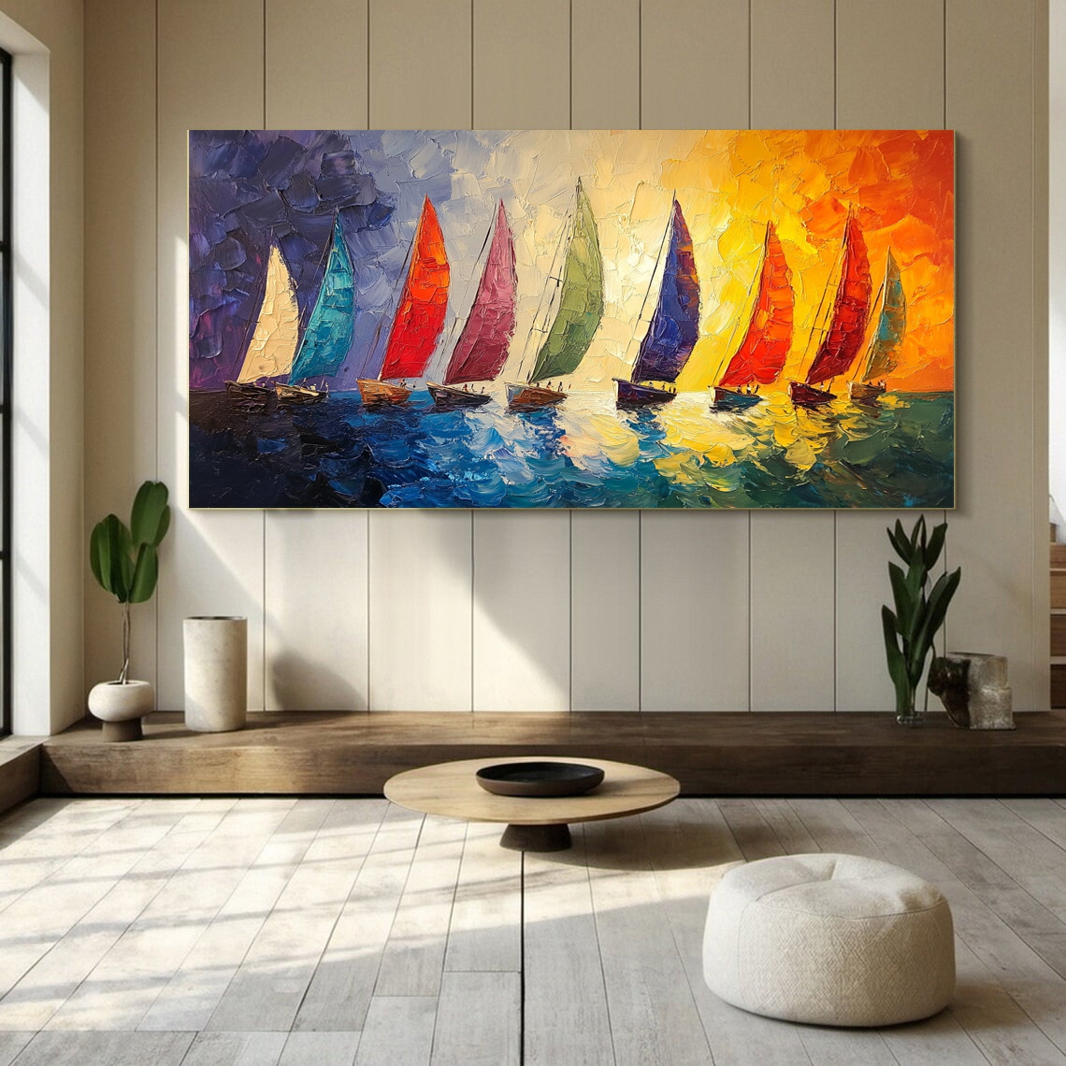 Colorful Sailboats Wall Art for Nautical Themed Decor #MM158