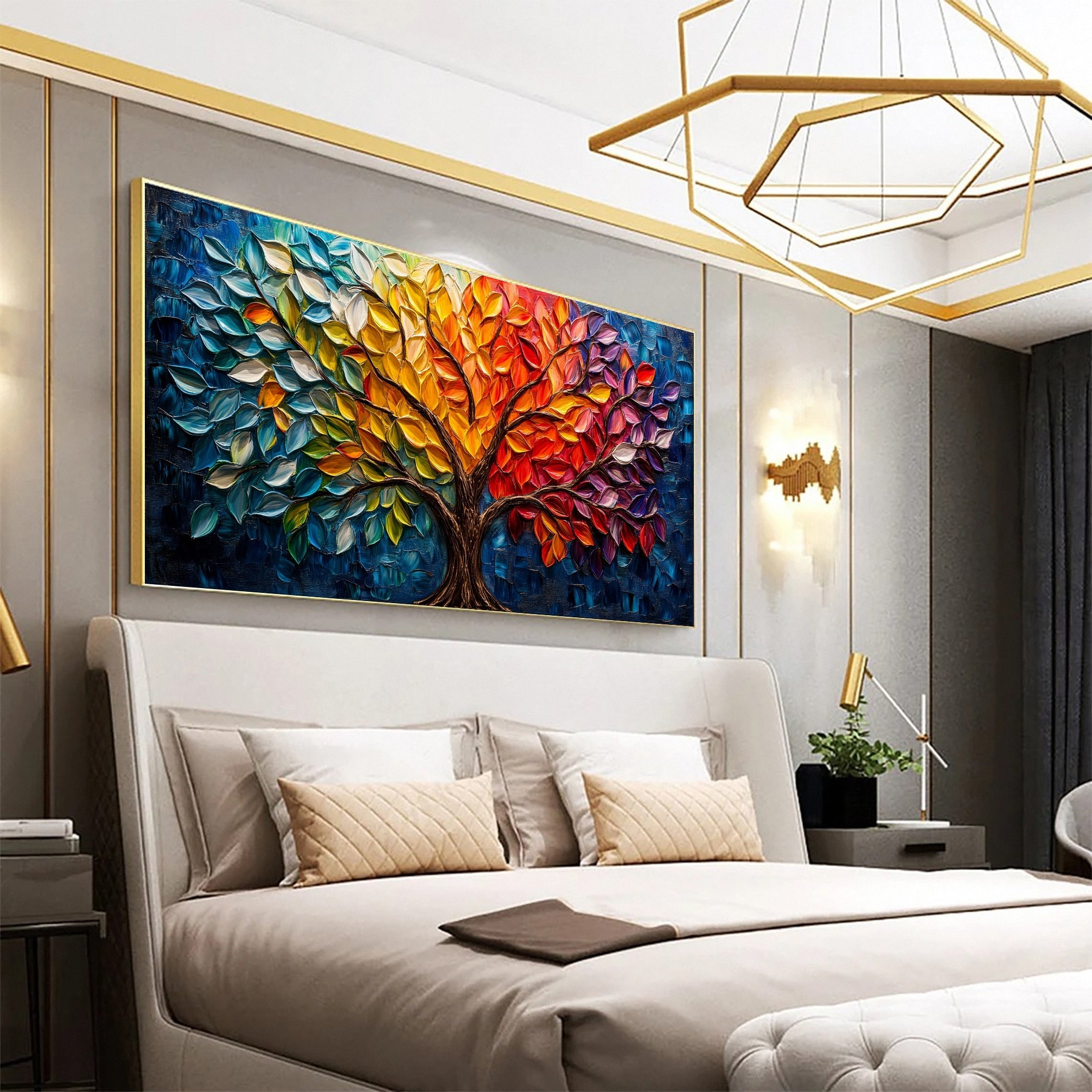 Colorful Tree of Life Wall Art Modern Abstract Painting #TP026