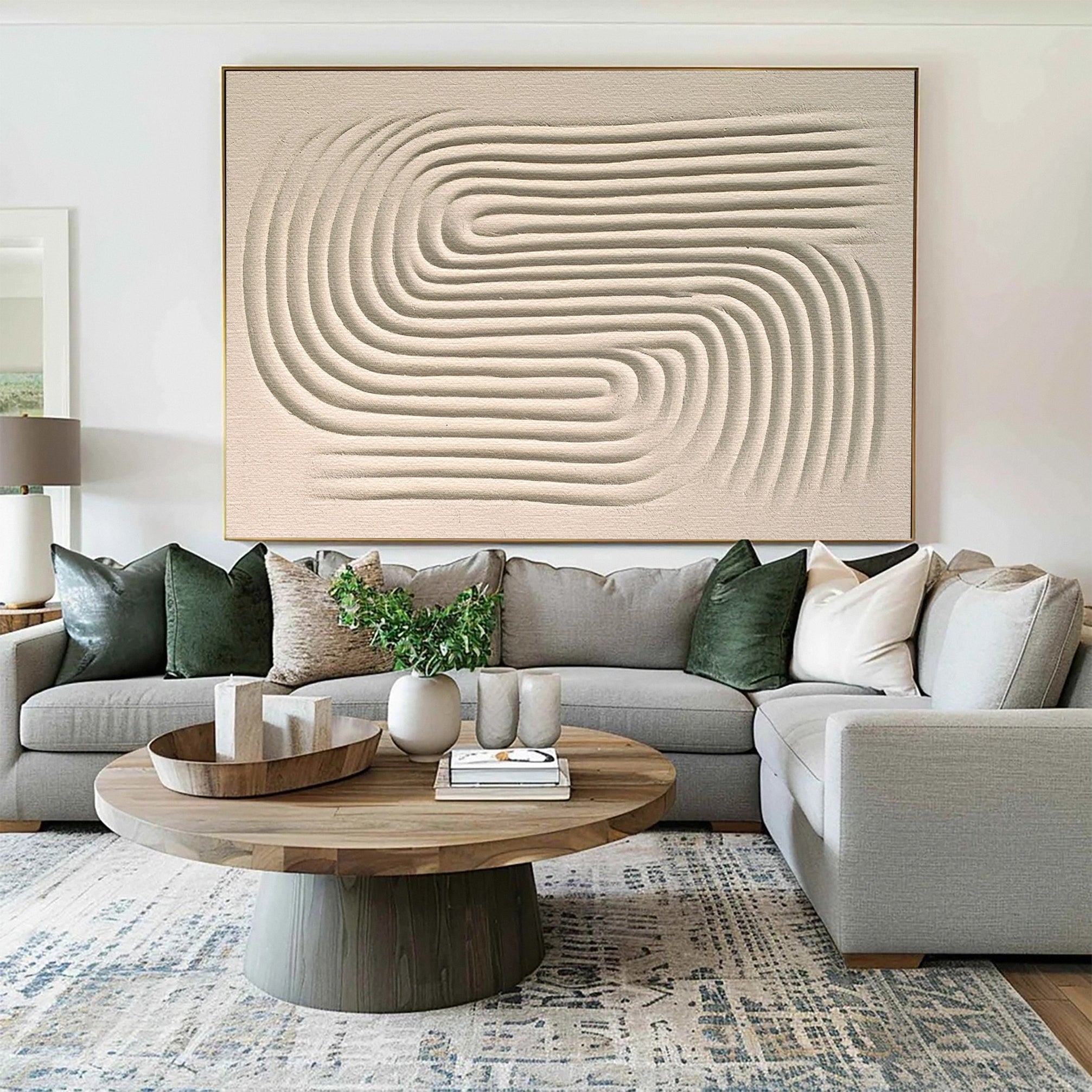 Subtle Contour: Contemporary Art with Organic Swirling Relief #MM590