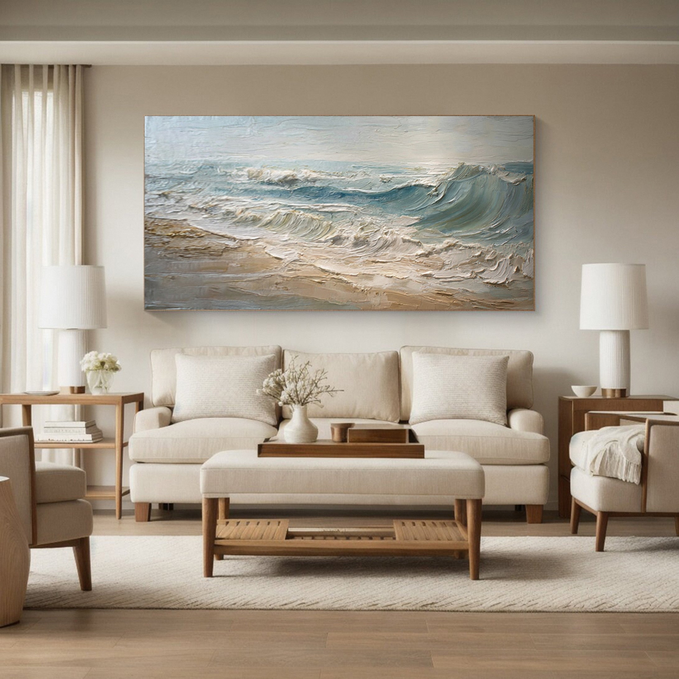 Coastal Abstract Wall Art Serene Ocean View #AG 041