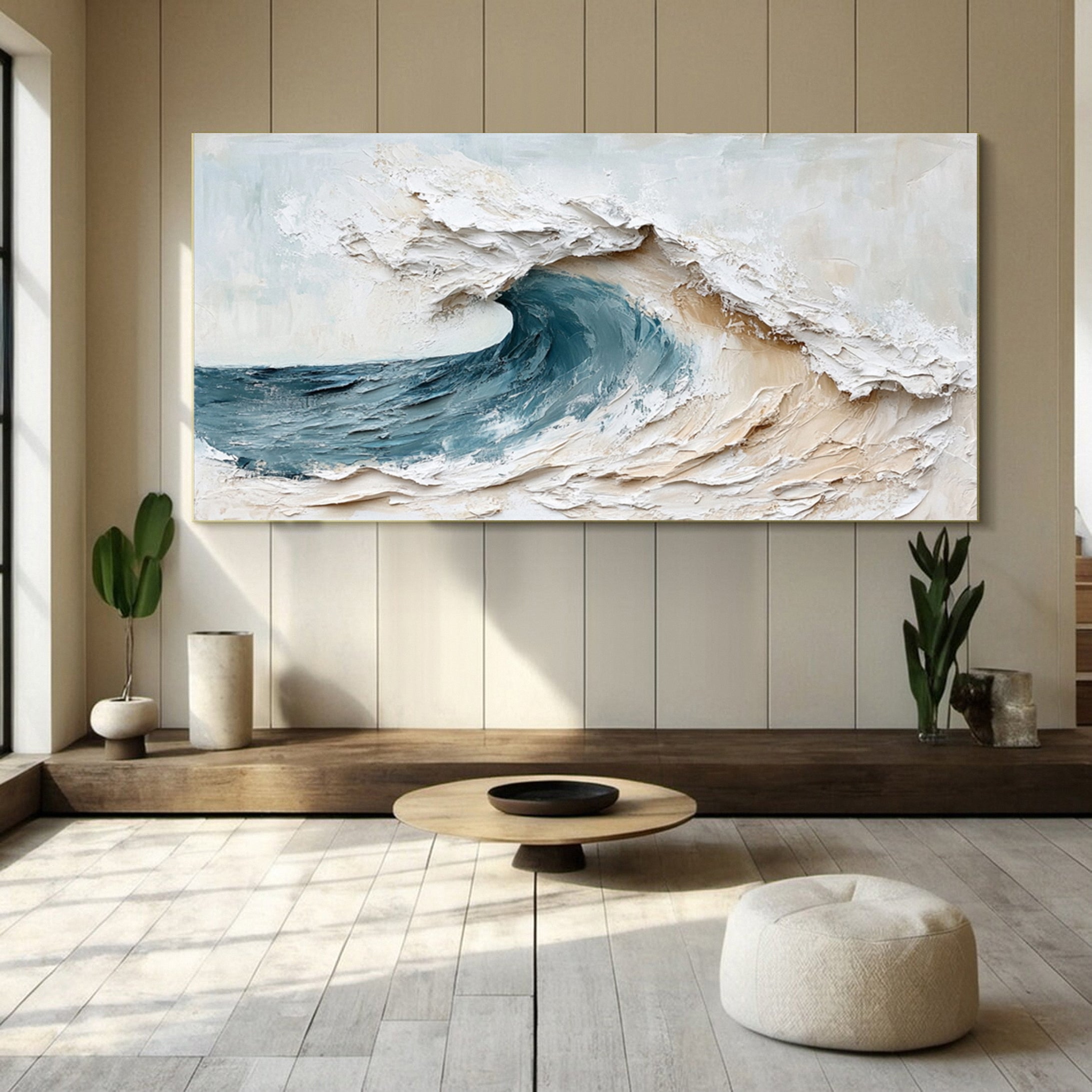 Large Textured Ocean Canvas Abstract Wave Wall Art #OP019