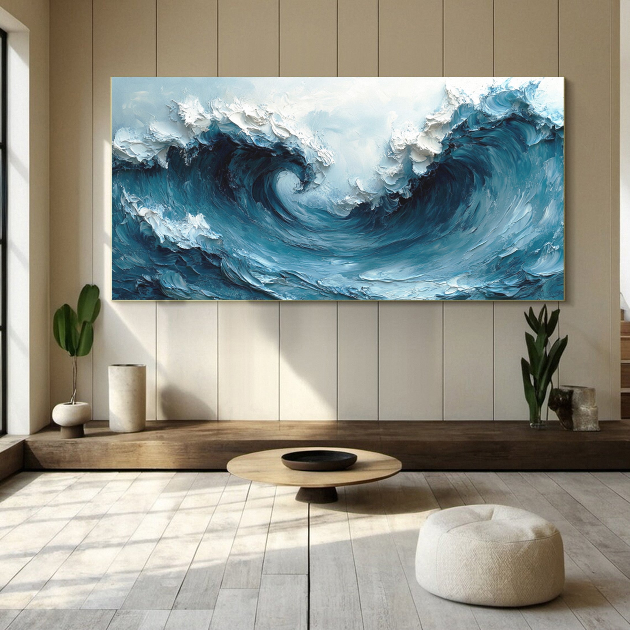 Large Coastal Wave Canvas Art Abstract Ocean Painting #OP029