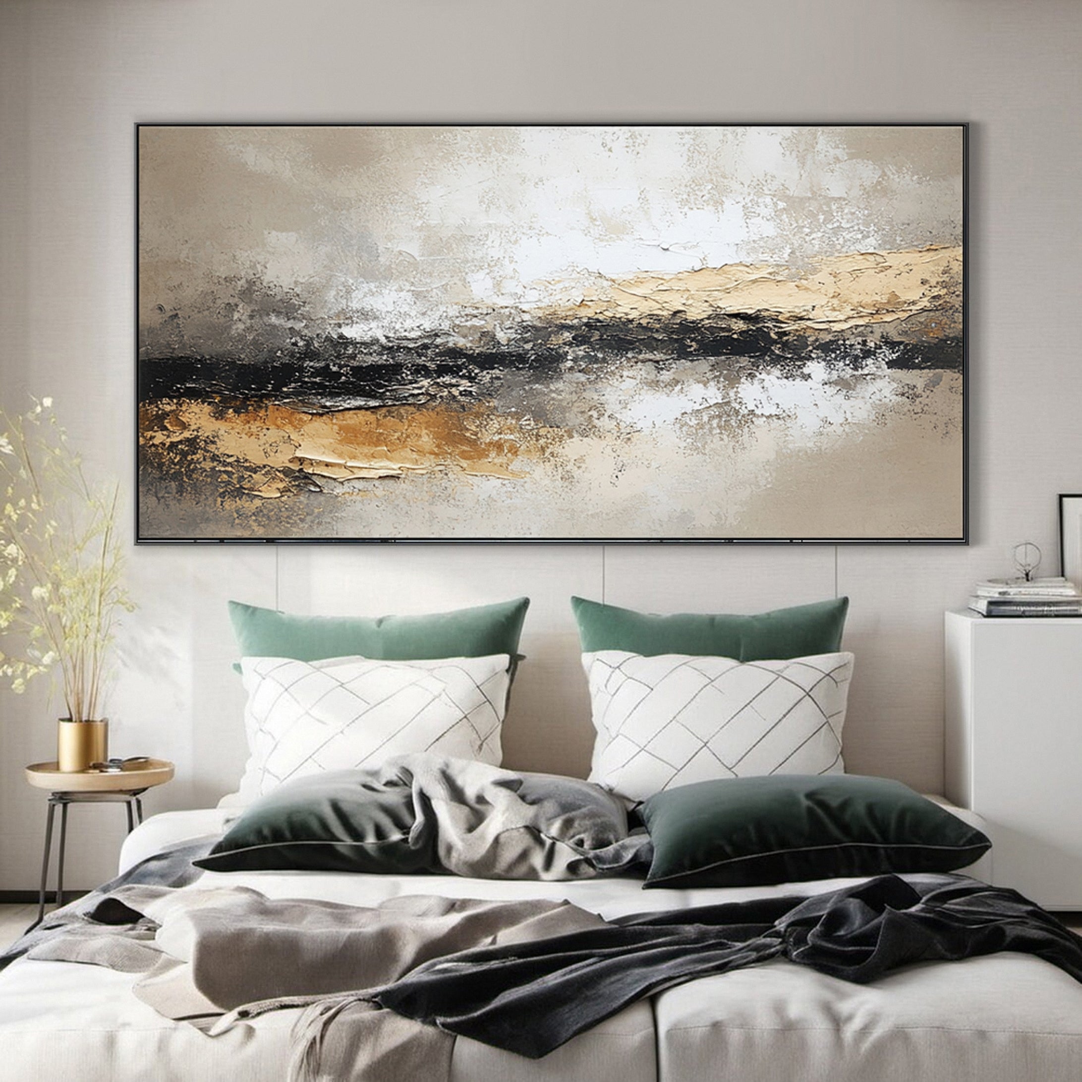 Large Neutral Abstract Wall Art for Living Room #AB027