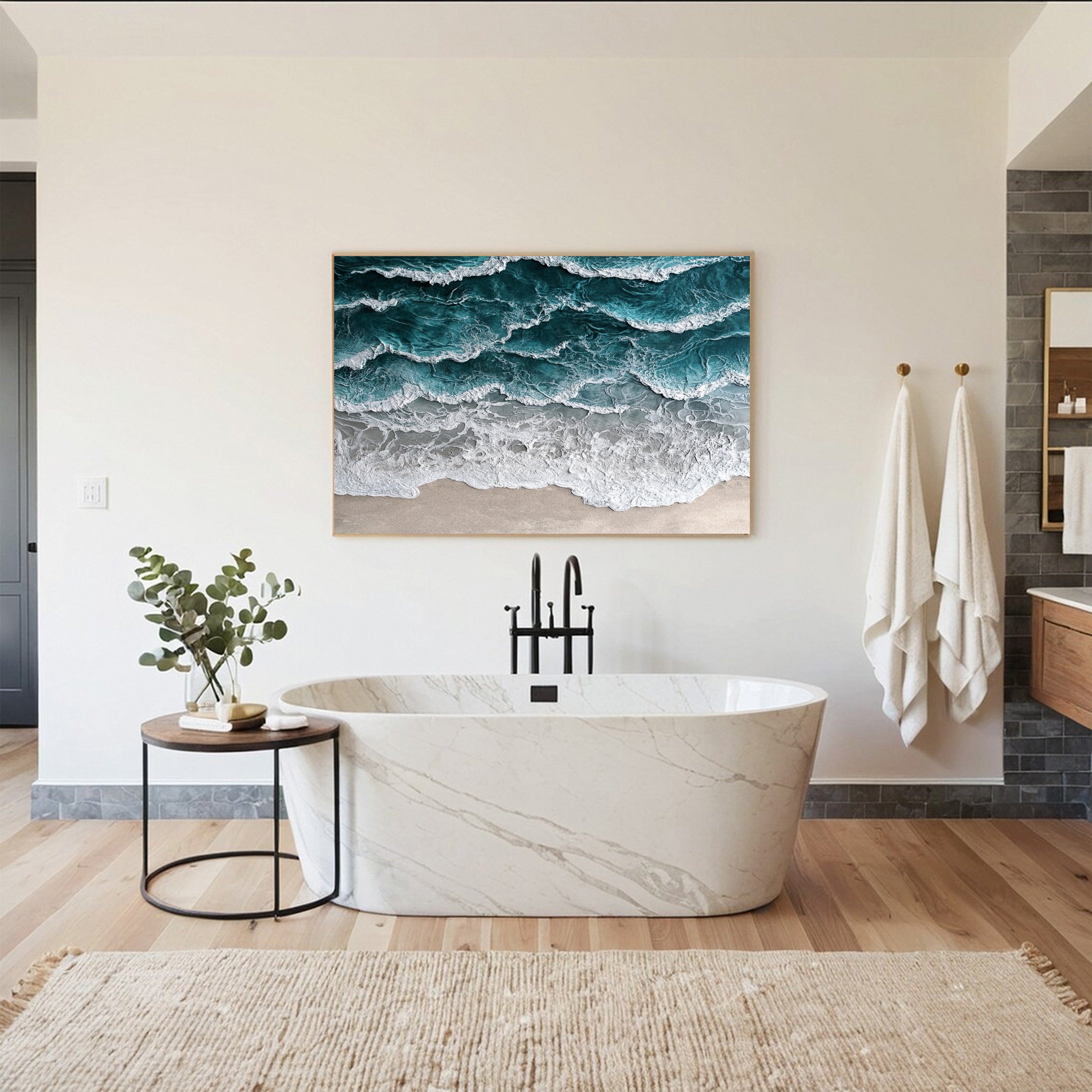 Large Ocean Canvas Art Coastal Wave and Beach Decor #OP006