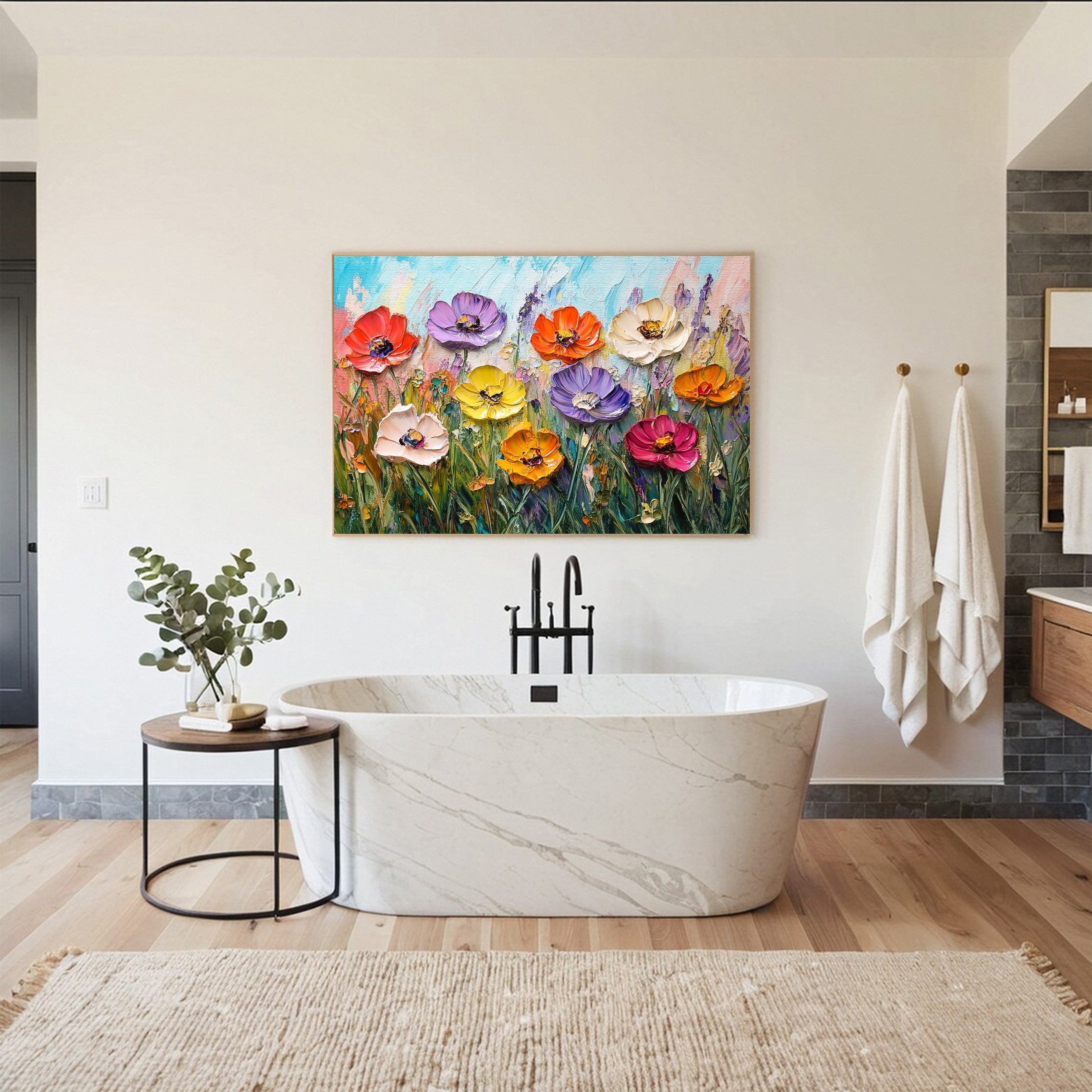 Vibrant Floral Abstract Painting for Contemporary Homes #FB029