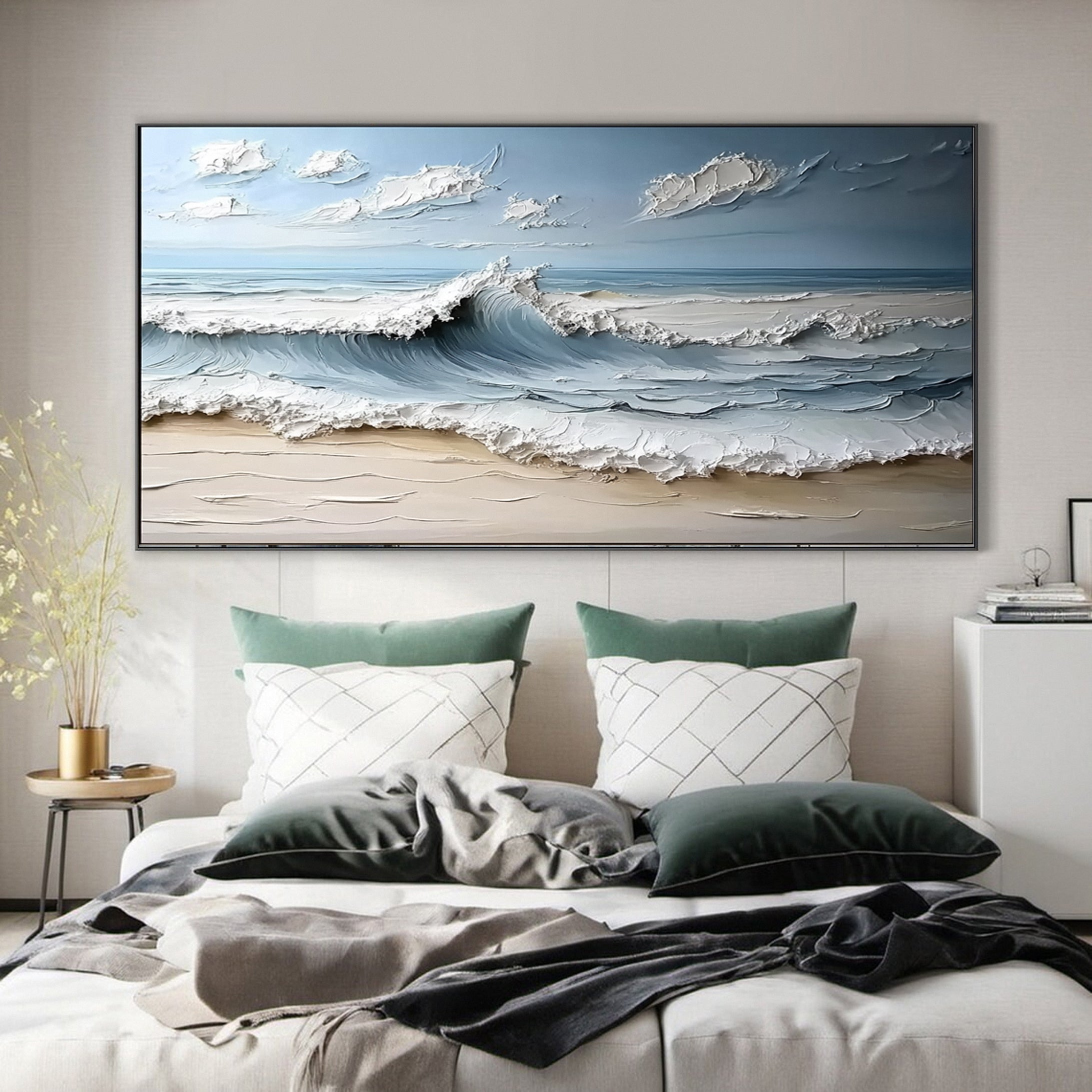 Large Ocean Wave Canvas Beach Coastal Wall Decor #OP023