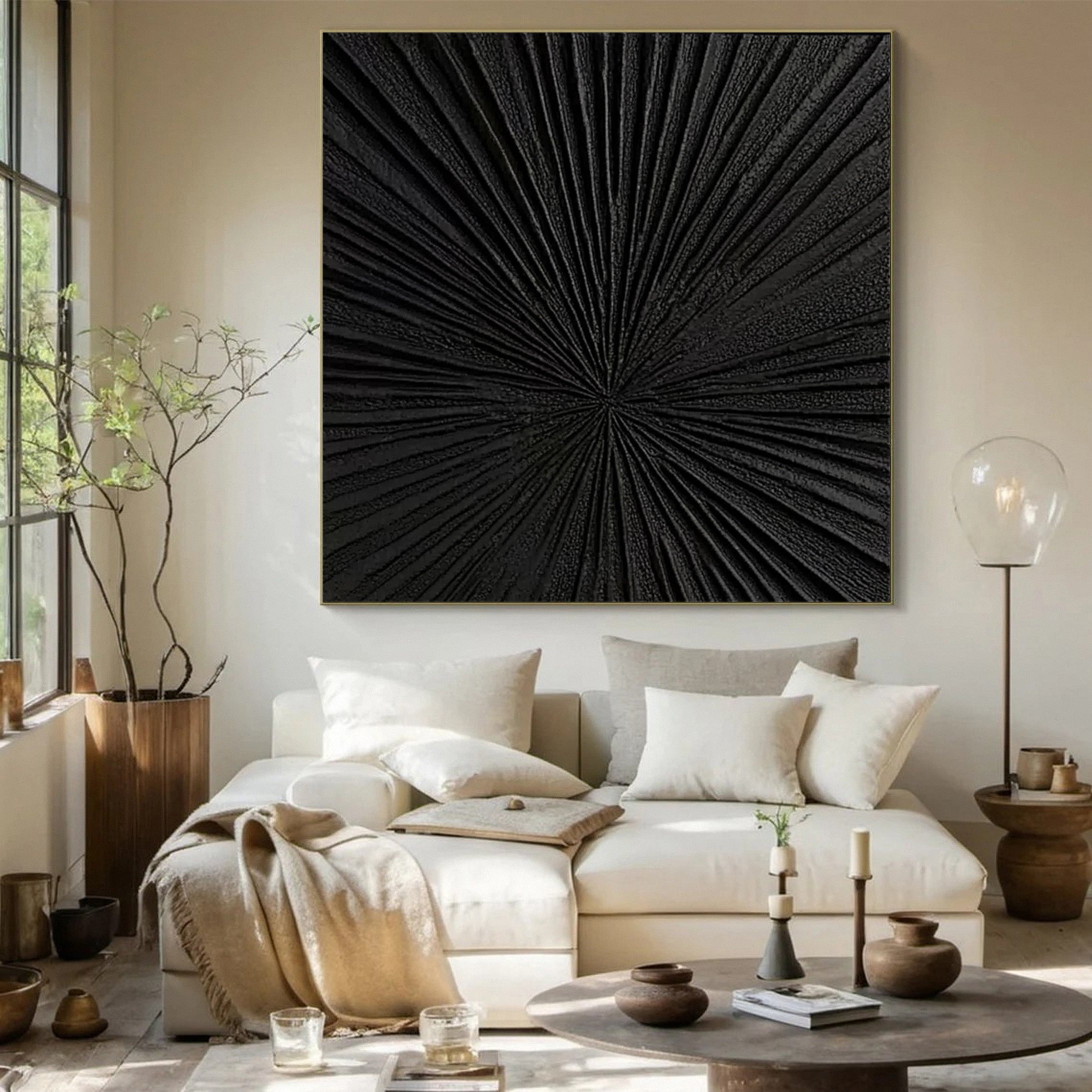 Sleek Black Canvas Art Contemporary Wall Accent #MM120