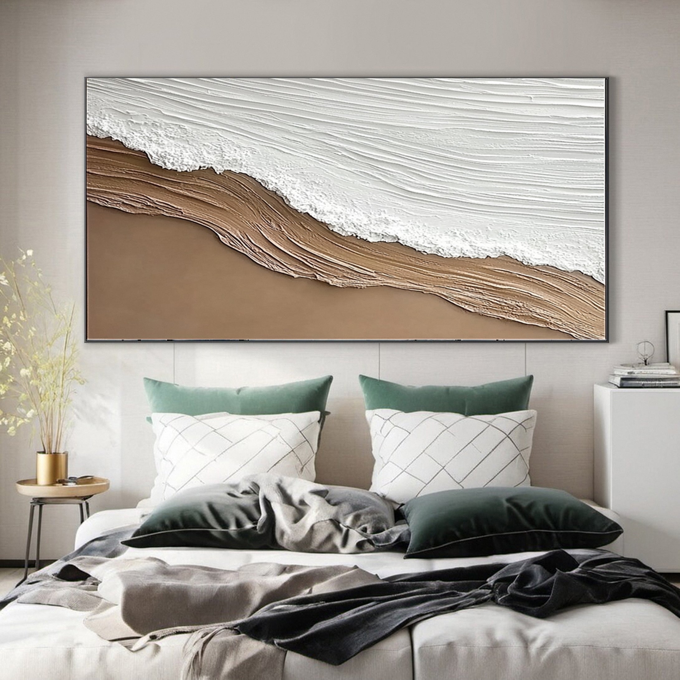 Luxury Coastal Canvas Minimalist Textured Beach Art #OP035