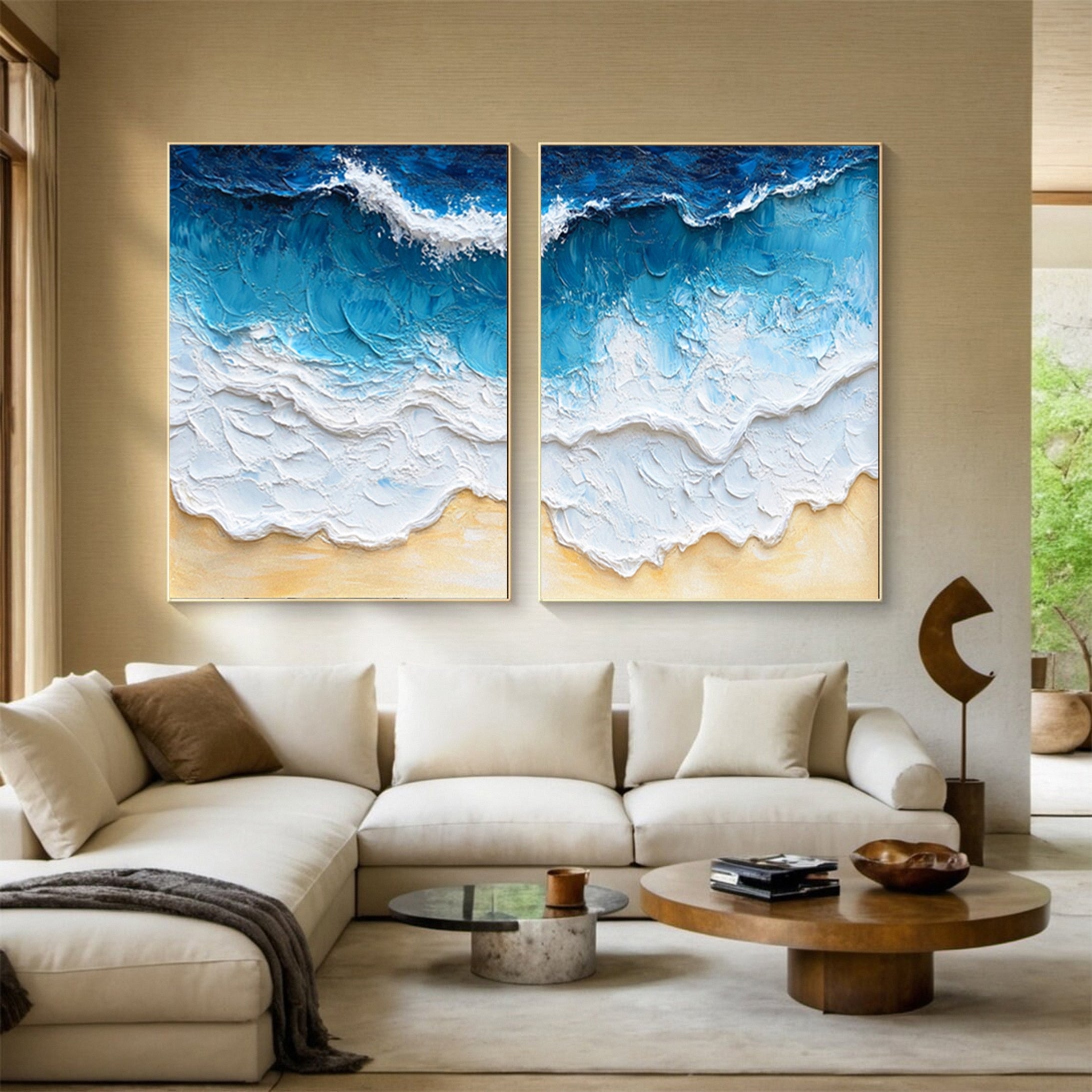 Modern Beach Scene Ocean Wave Wall Art