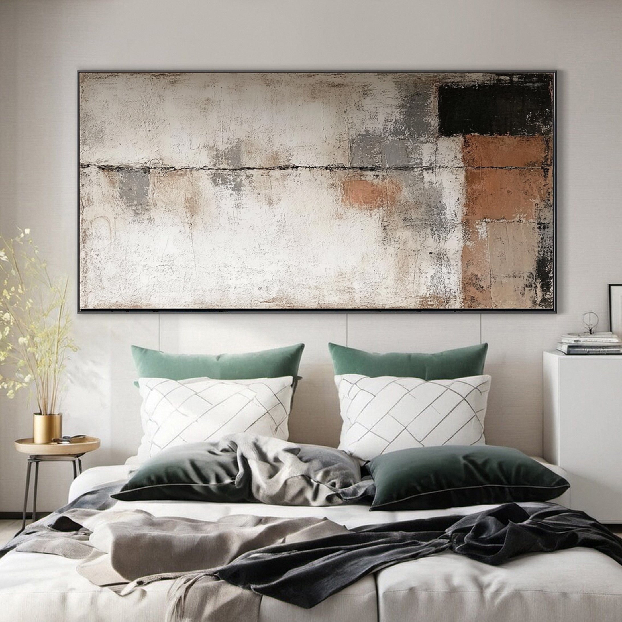 Large Modern Neutral Abstract Canvas Wall Art #AB057