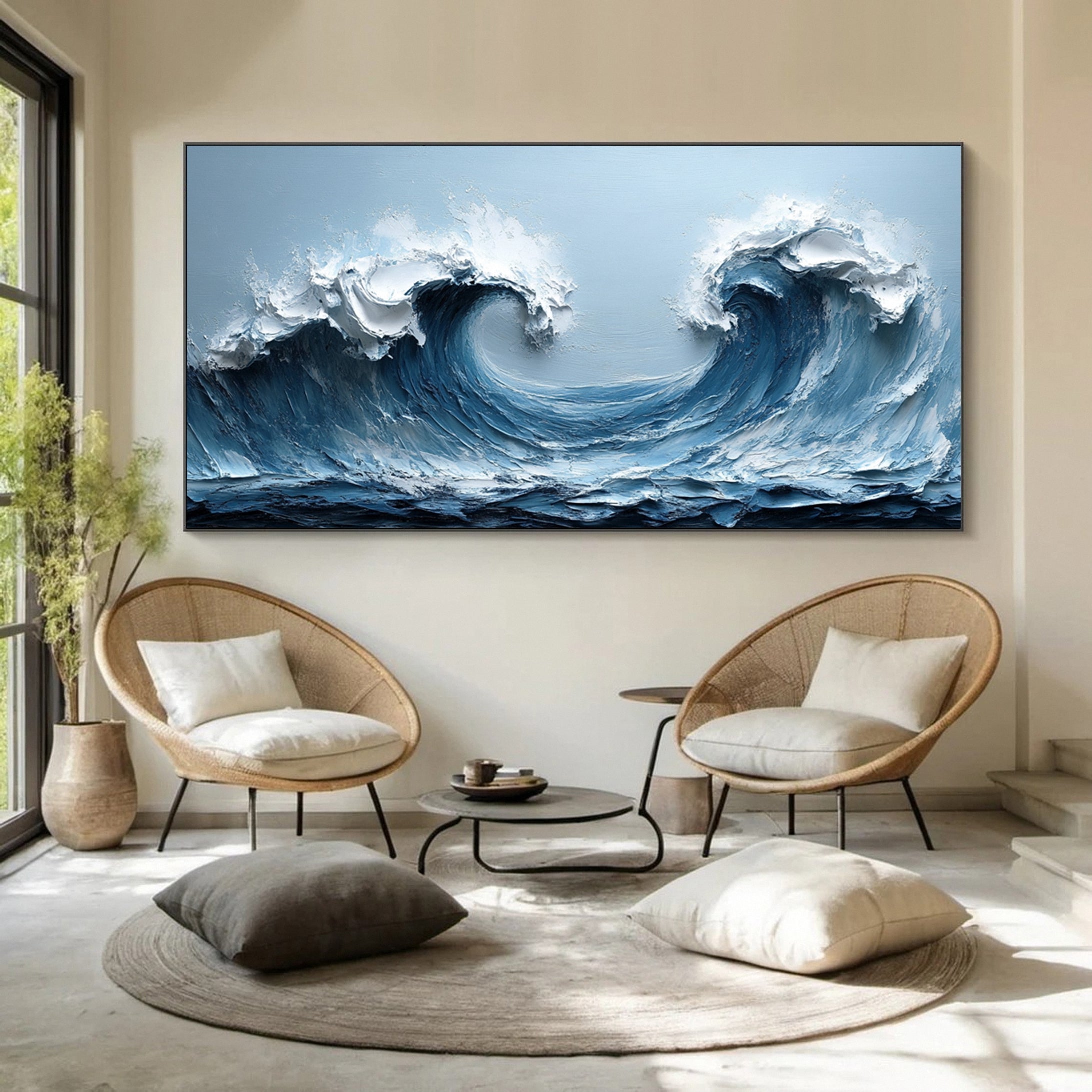 Serene Ocean Wave Art for Modern Living Rooms