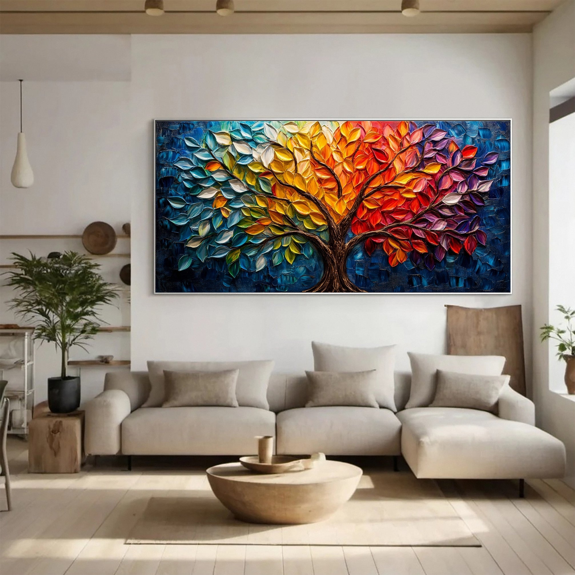 Colorful Tree of Life Wall Art Modern Abstract Painting #TP026