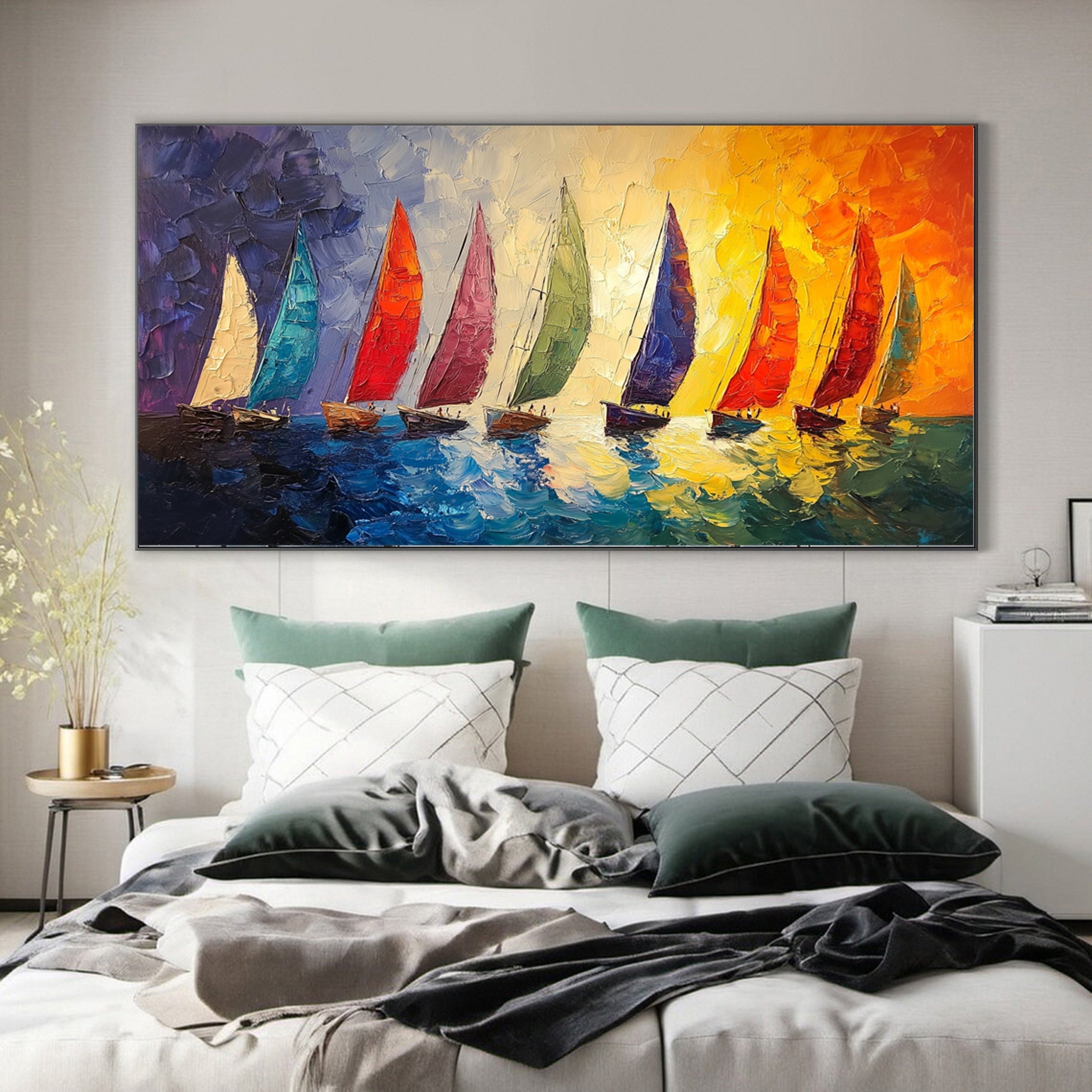 Colorful Sailboats Wall Art for Nautical Themed Decor #MM158