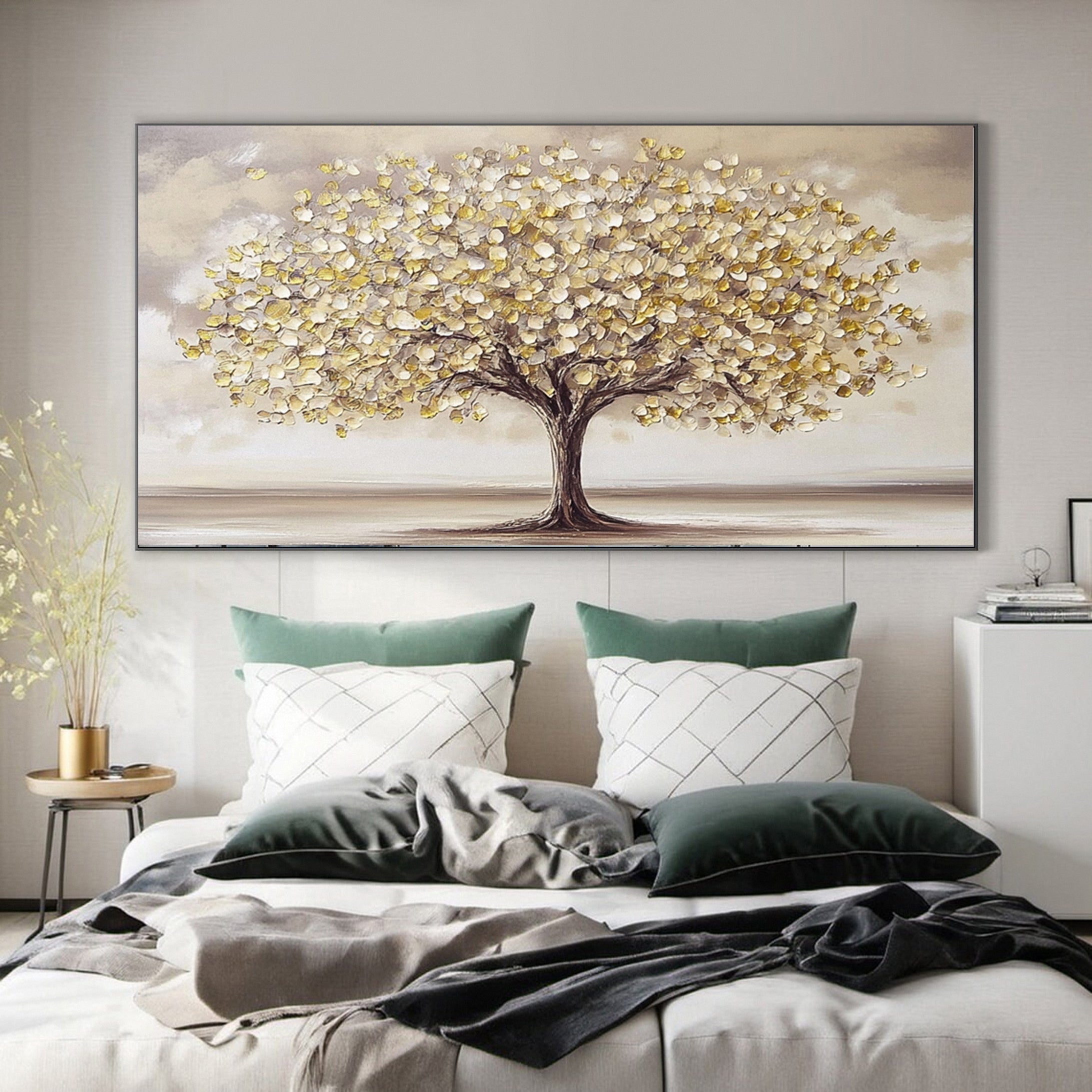 Luxurious Golden Tree Artwork Rich Textured Decor #TP031