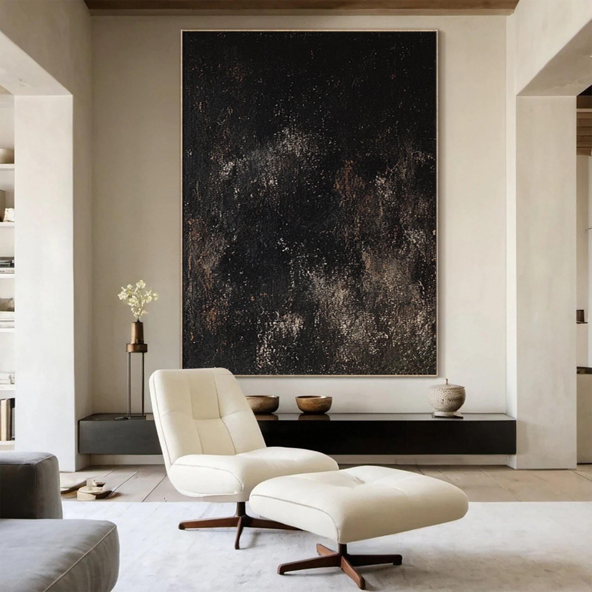 Large Black Abstract Art for Modern Living Rooms #MM131