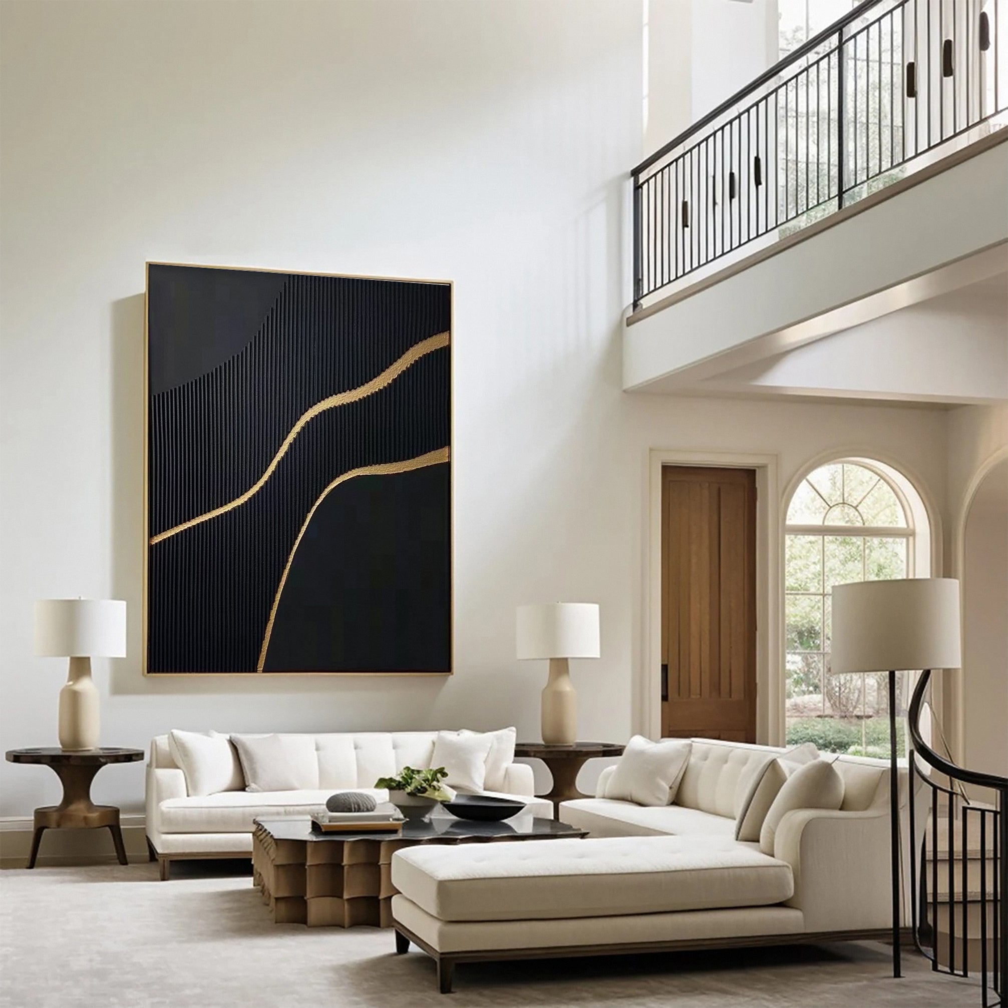 Luxury Black & Gold Abstract Art Modern Canvas for Home #MM128